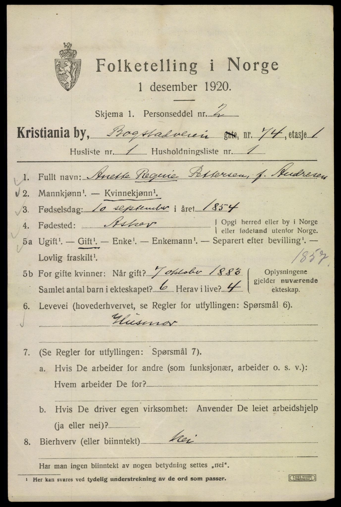 SAO, 1920 census for Kristiania, 1920, p. 167361