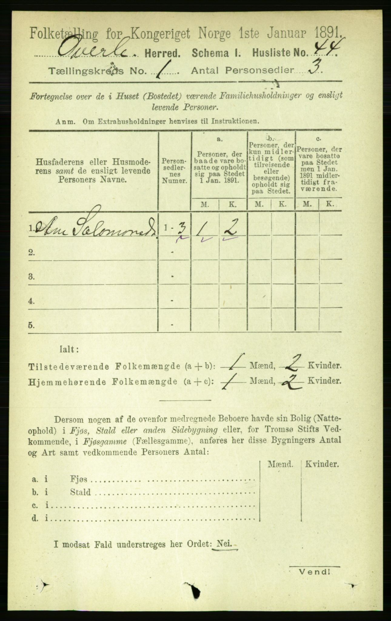 RA, 1891 census for 1744 Overhalla, 1891, p. 66