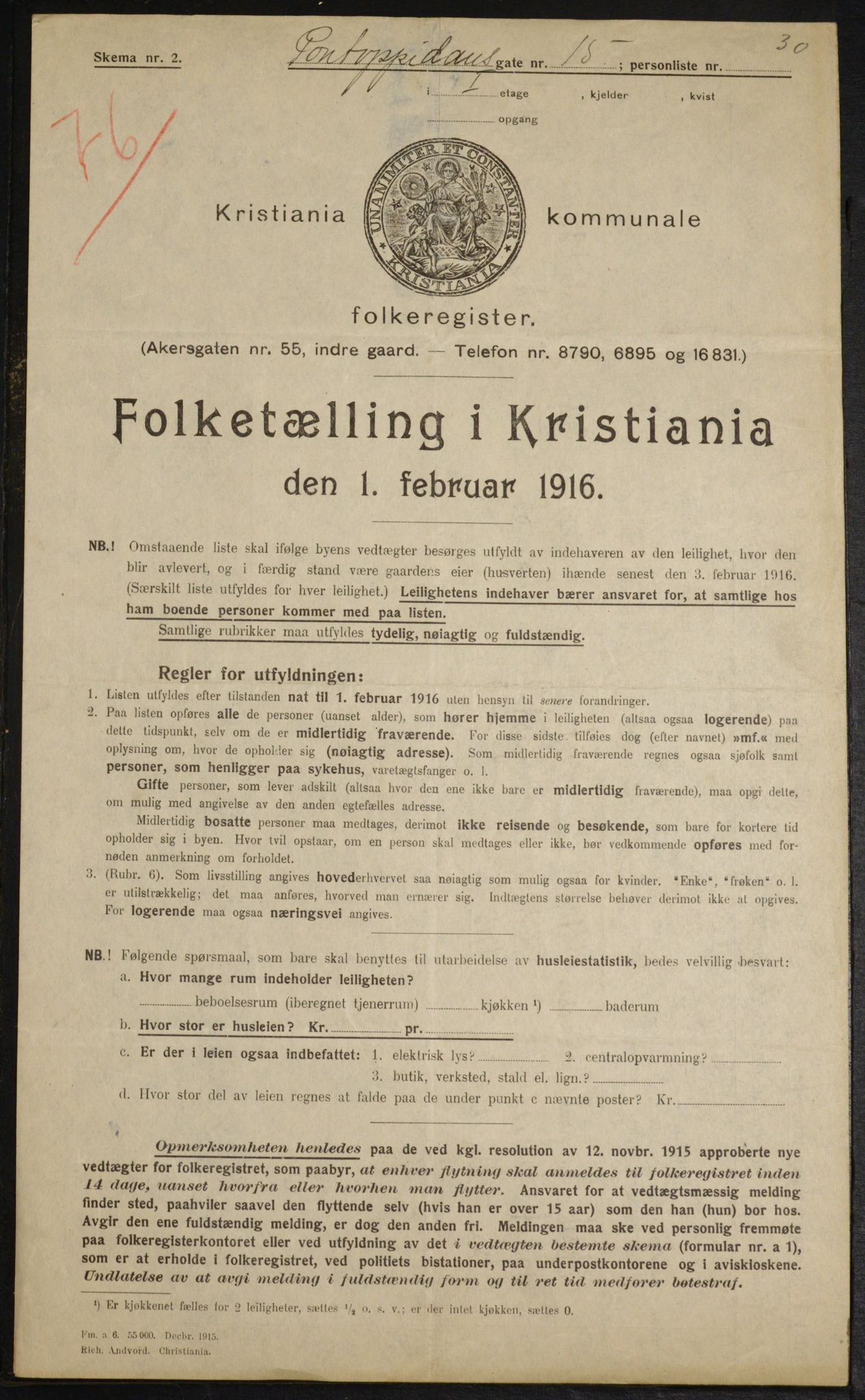 OBA, Municipal Census 1916 for Kristiania, 1916, p. 83243