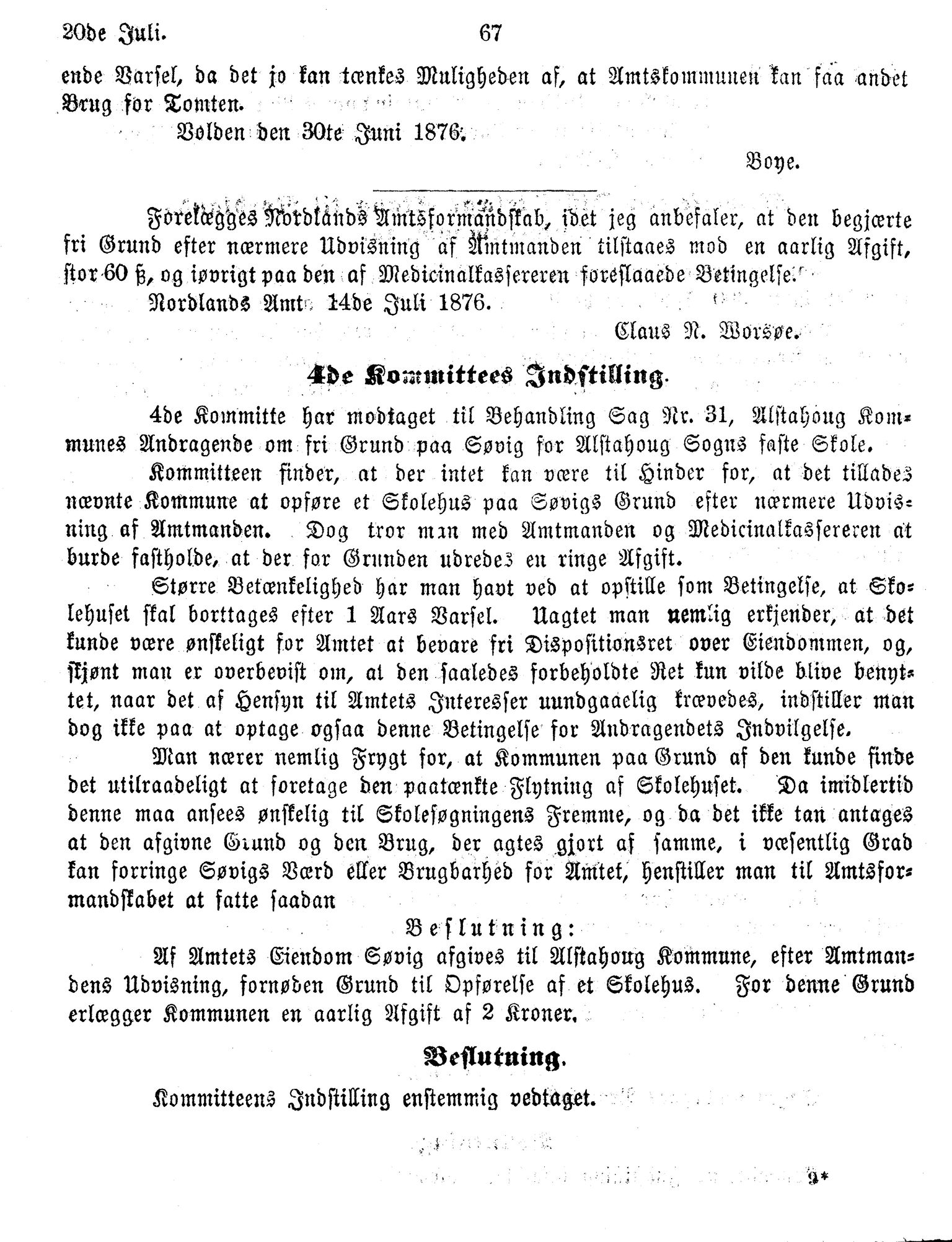 Nordland Fylkeskommune. Fylkestinget, AIN/NFK-17/176/A/Ac/L0010: Fylkestingsforhandlinger 1874-1880, 1874-1880