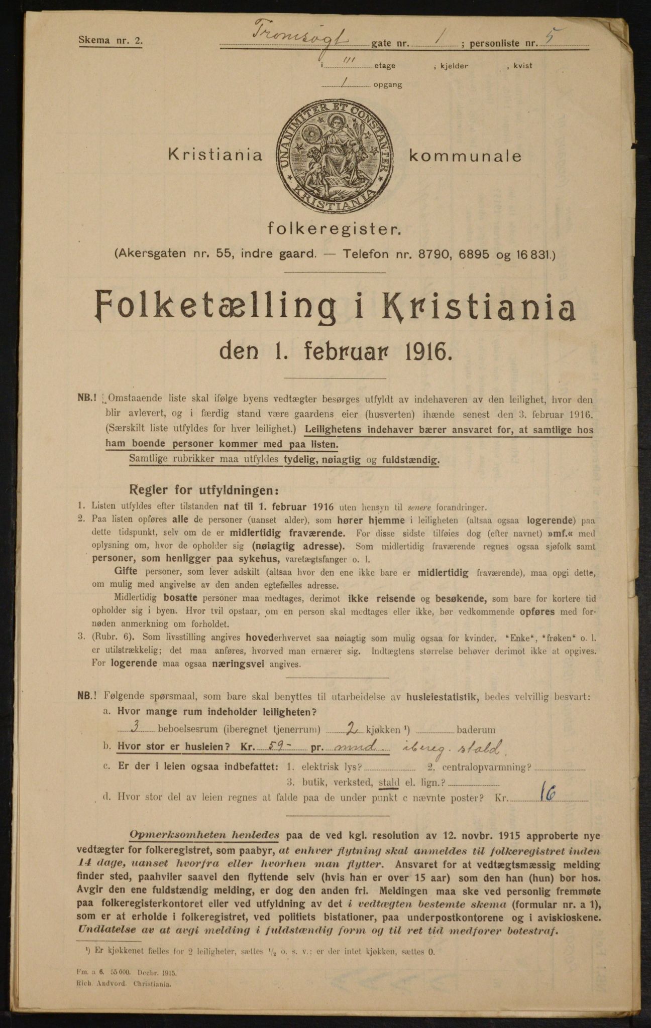 OBA, Municipal Census 1916 for Kristiania, 1916, p. 118789