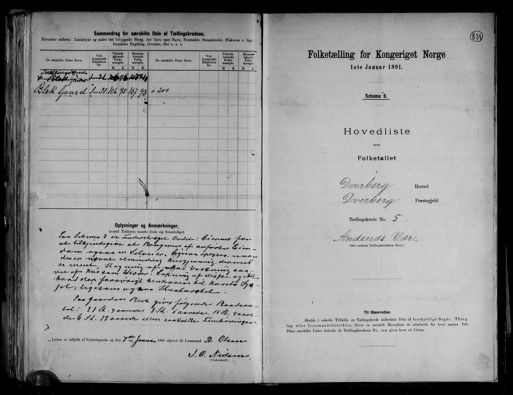 RA, 1891 census for 1872 Dverberg, 1891, p. 12