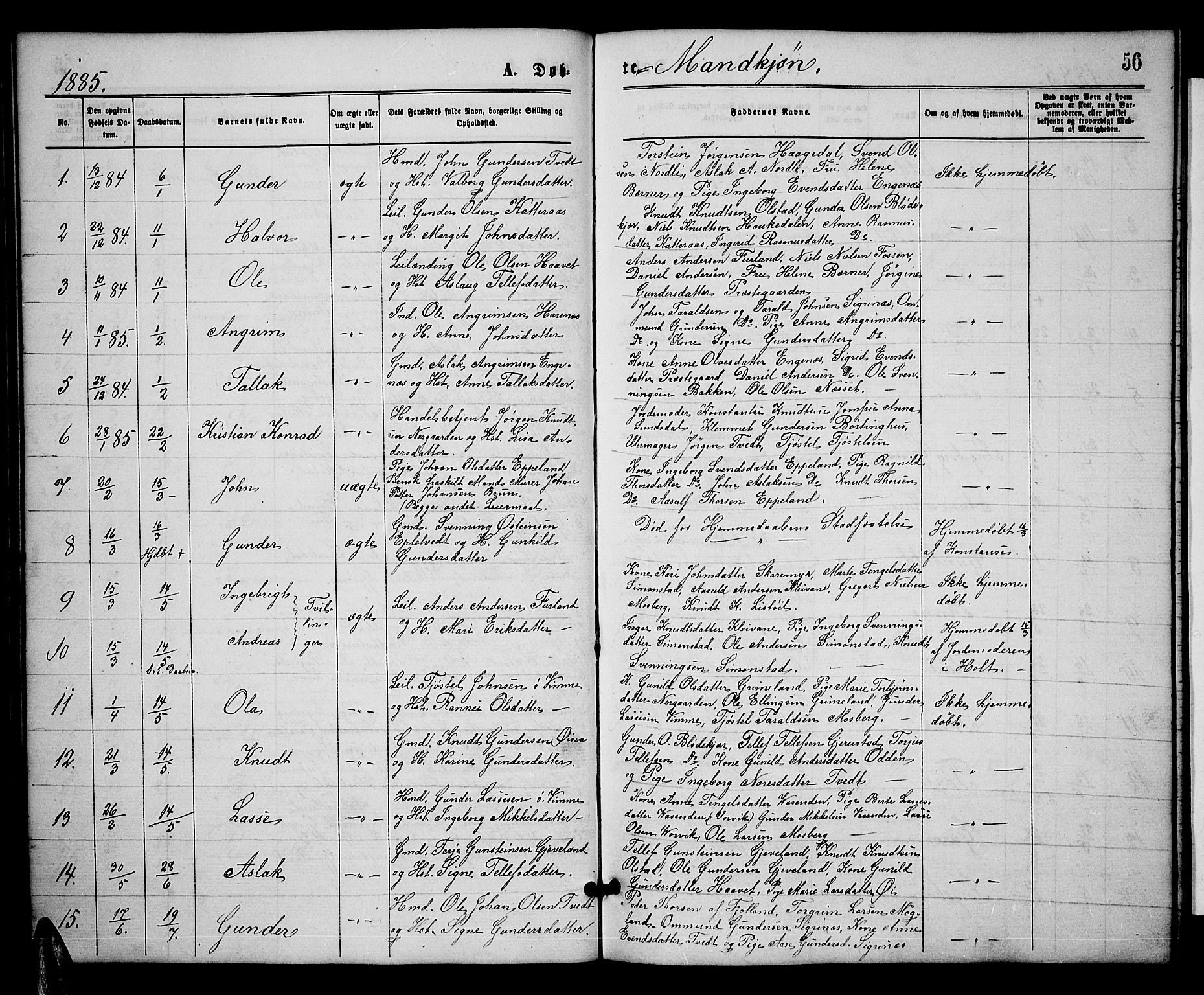 Åmli sokneprestkontor, SAK/1111-0050/F/Fb/Fbc/L0003: Parish register (copy) no. B 3, 1868-1888, p. 56