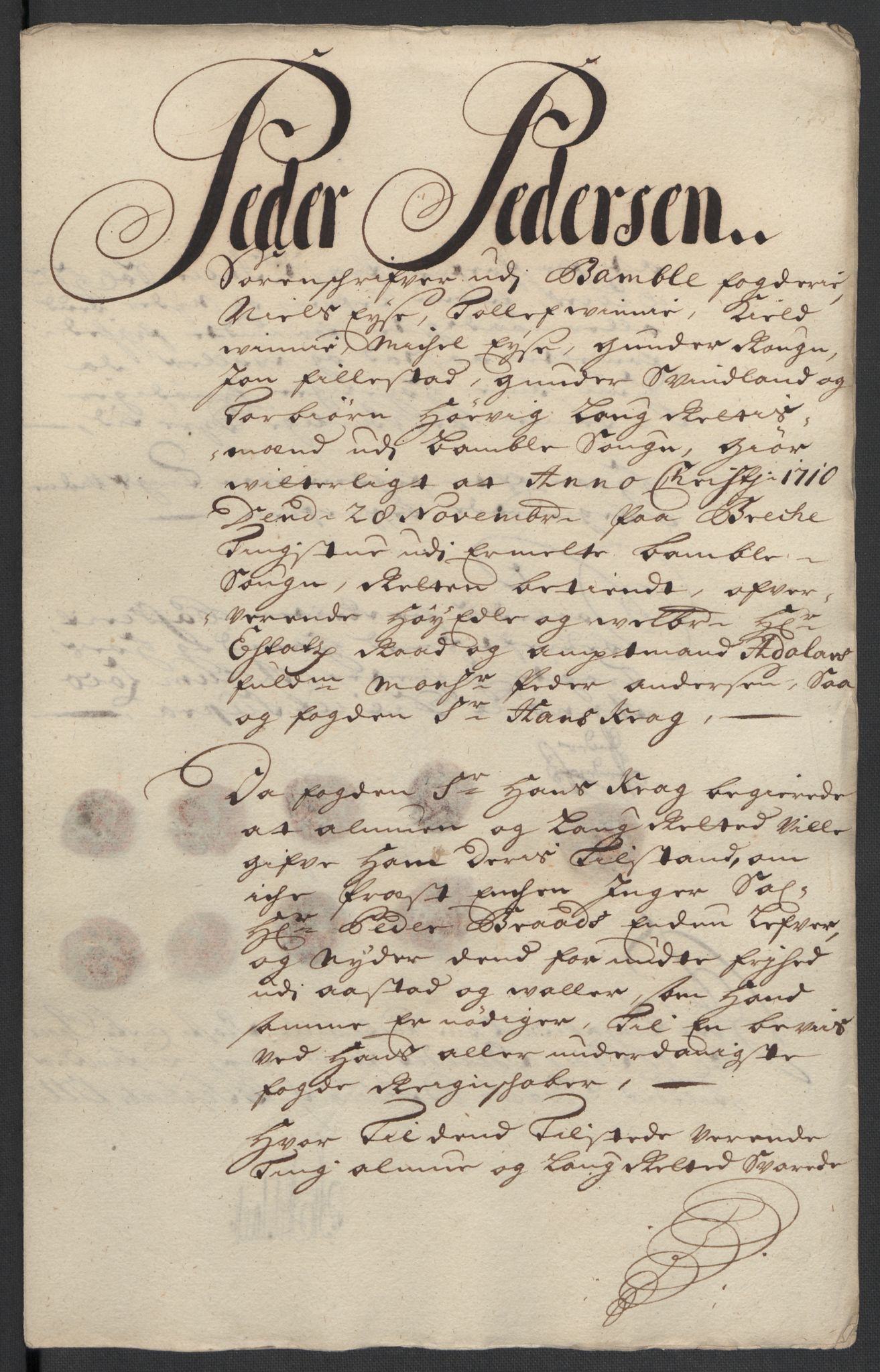 Rentekammeret inntil 1814, Reviderte regnskaper, Fogderegnskap, AV/RA-EA-4092/R36/L2119: Fogderegnskap Øvre og Nedre Telemark og Bamble, 1710, p. 140