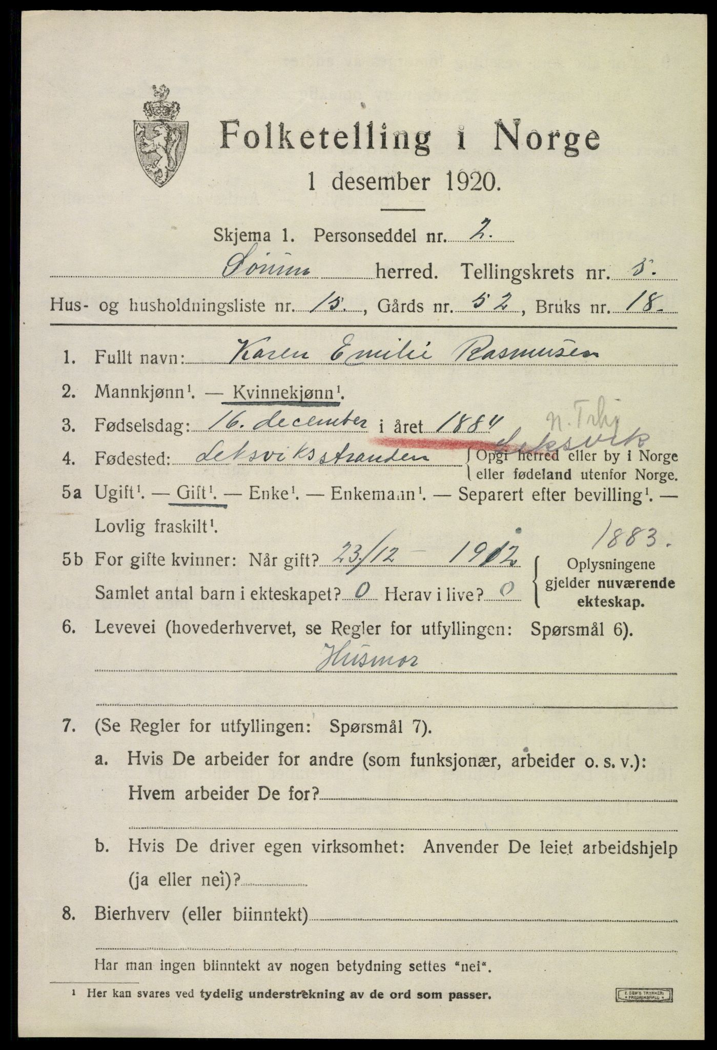 SAO, 1920 census for Sørum, 1920, p. 4757