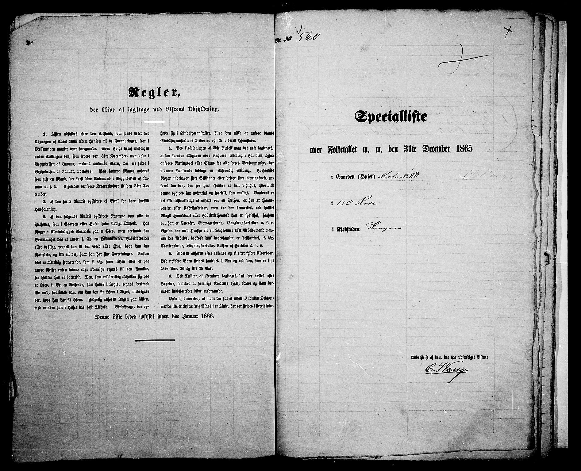 RA, 1865 census for Kragerø/Kragerø, 1865, p. 1136