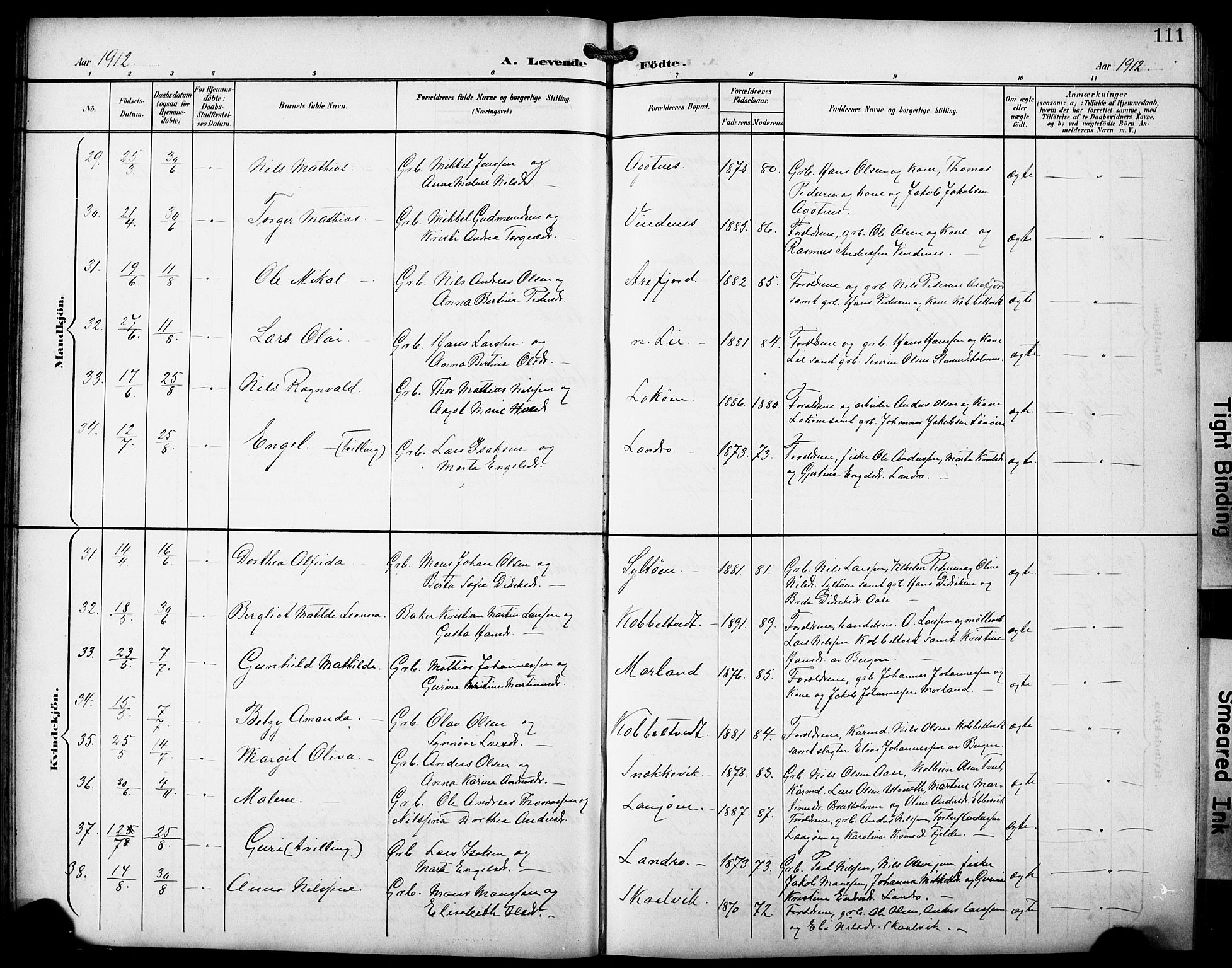 Fjell sokneprestembete, AV/SAB-A-75301/H/Hab: Parish register (copy) no. A 5, 1899-1918, p. 111