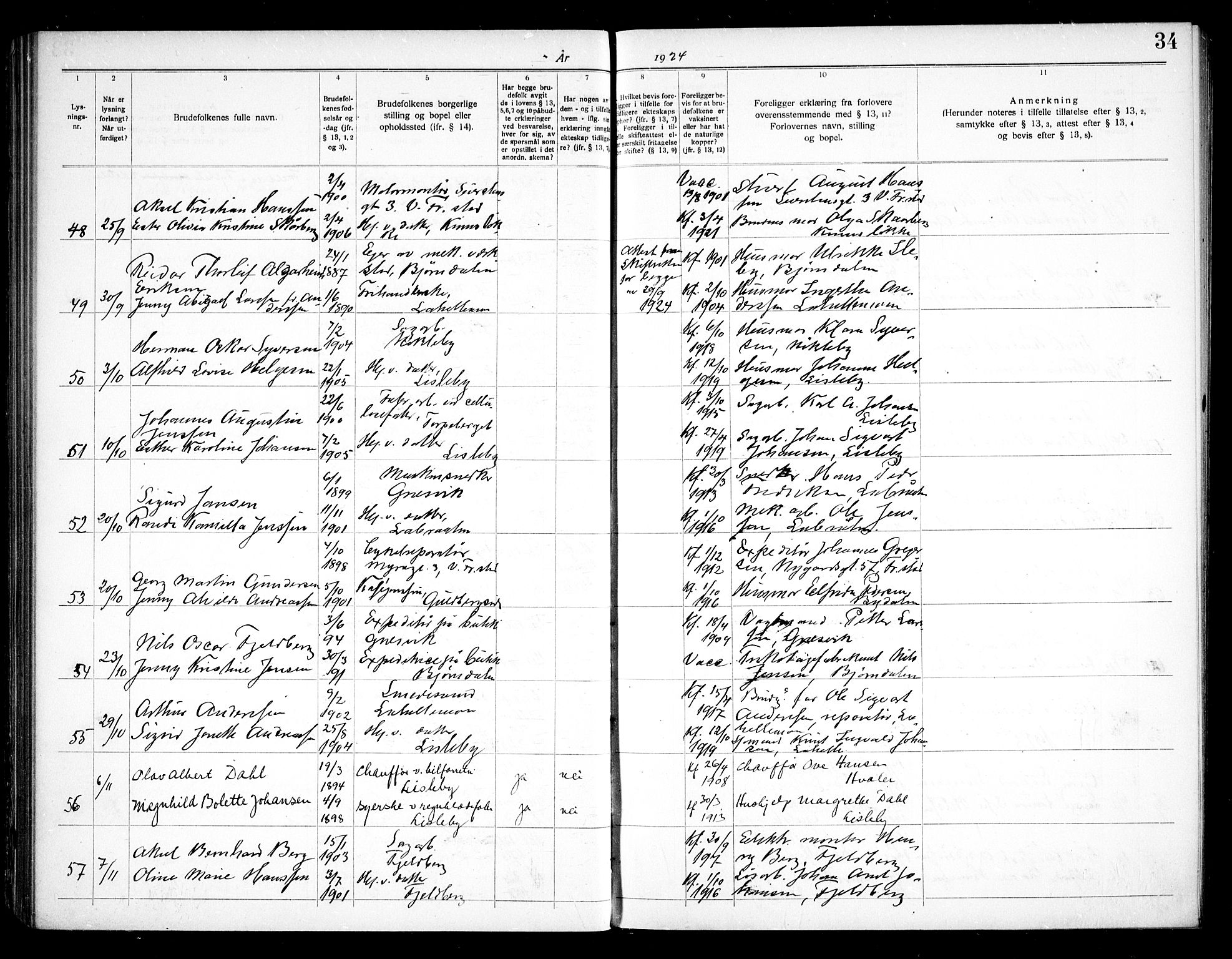 Glemmen prestekontor Kirkebøker, SAO/A-10908/H/Ha/L0002: Banns register no. 2, 1919-1933, p. 34