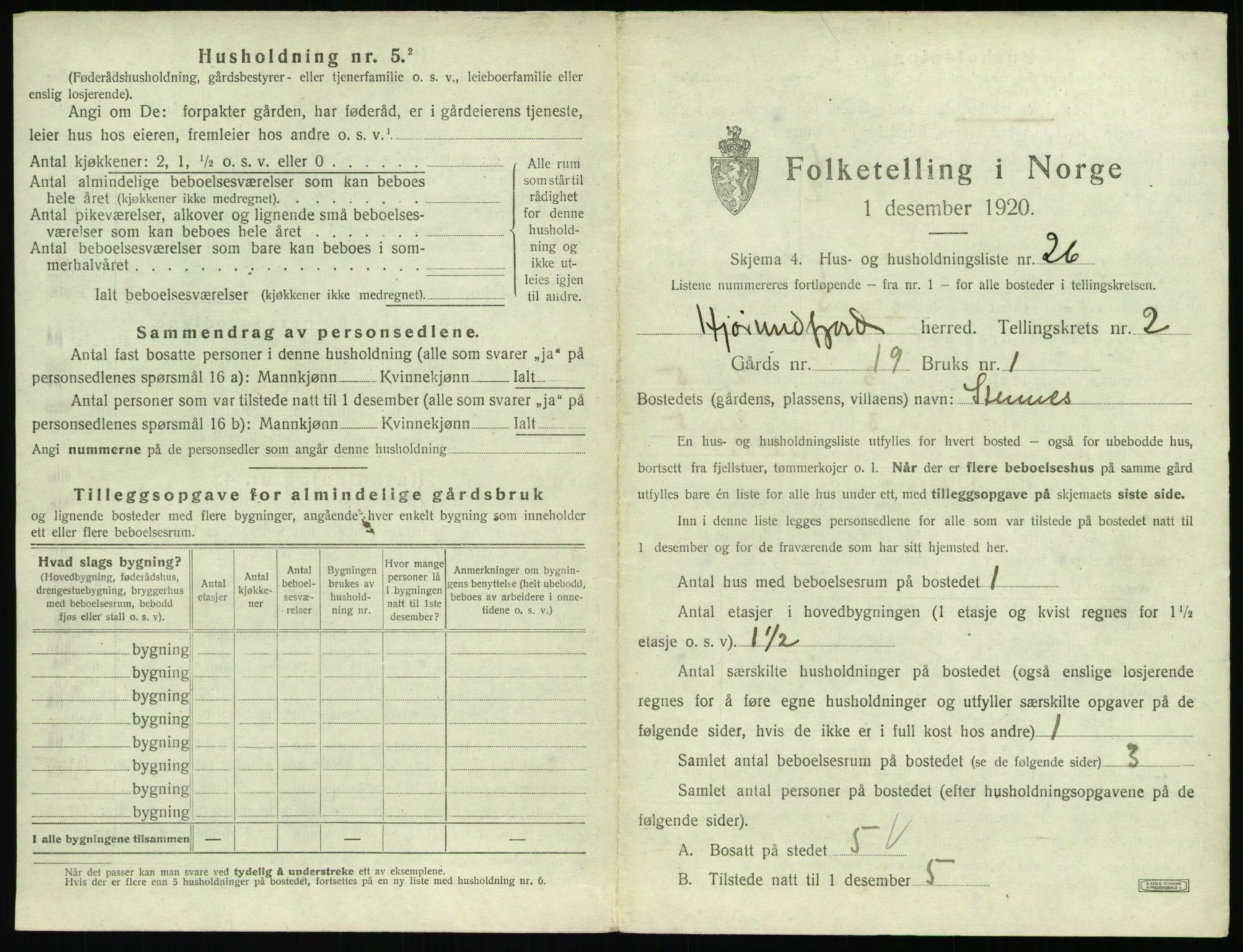 SAT, 1920 census for Hjørundfjord, 1920, p. 119