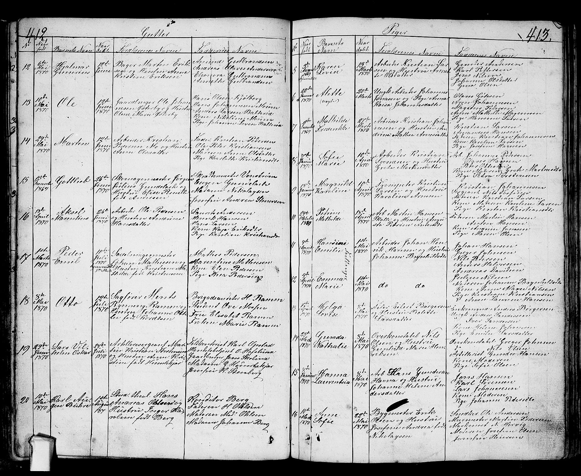 Fredrikstad prestekontor Kirkebøker, AV/SAO-A-11082/G/Ga/L0001: Parish register (copy) no. 1, 1824-1879, p. 412-413