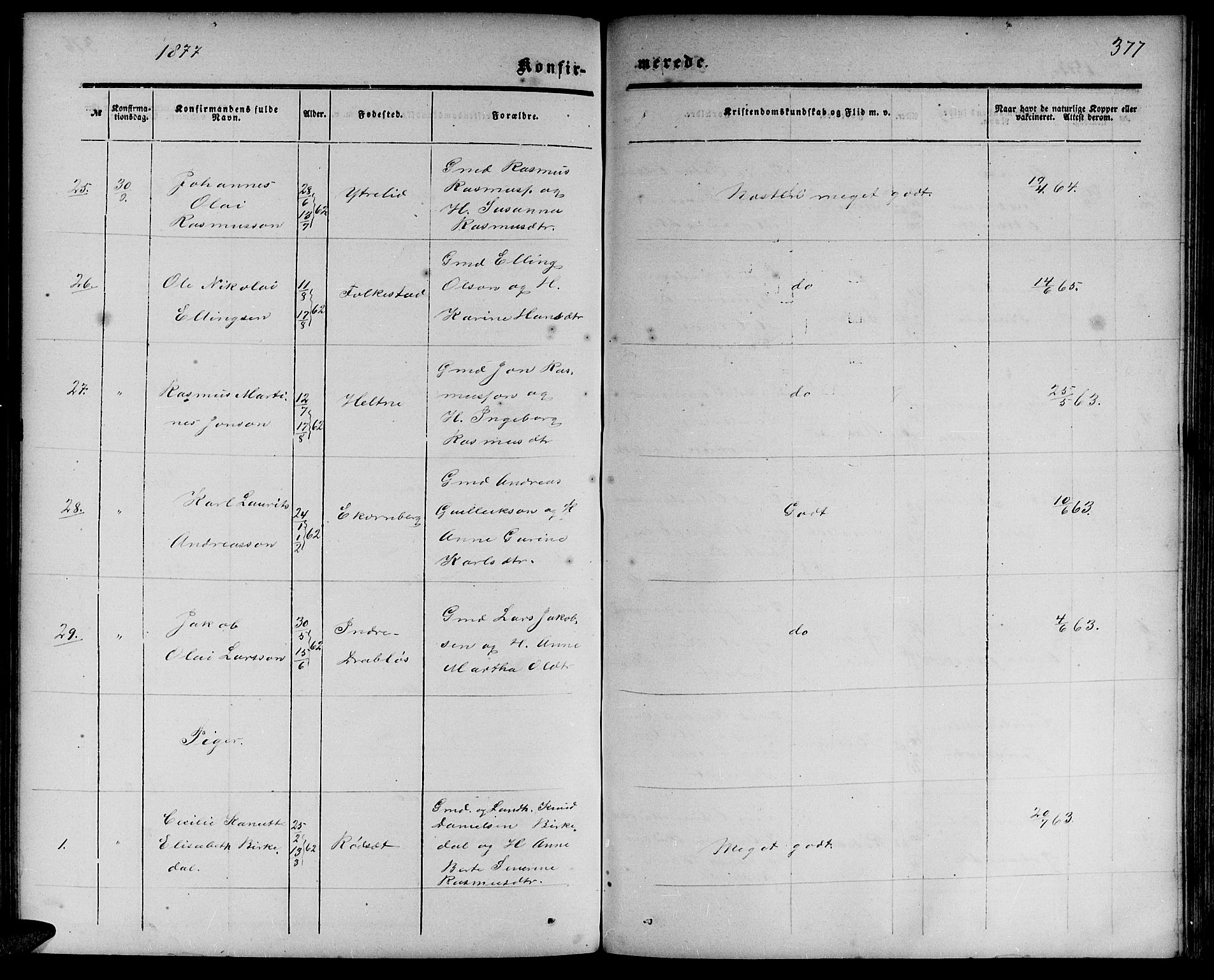 Ministerialprotokoller, klokkerbøker og fødselsregistre - Møre og Romsdal, AV/SAT-A-1454/511/L0157: Parish register (copy) no. 511C03, 1864-1884, p. 377