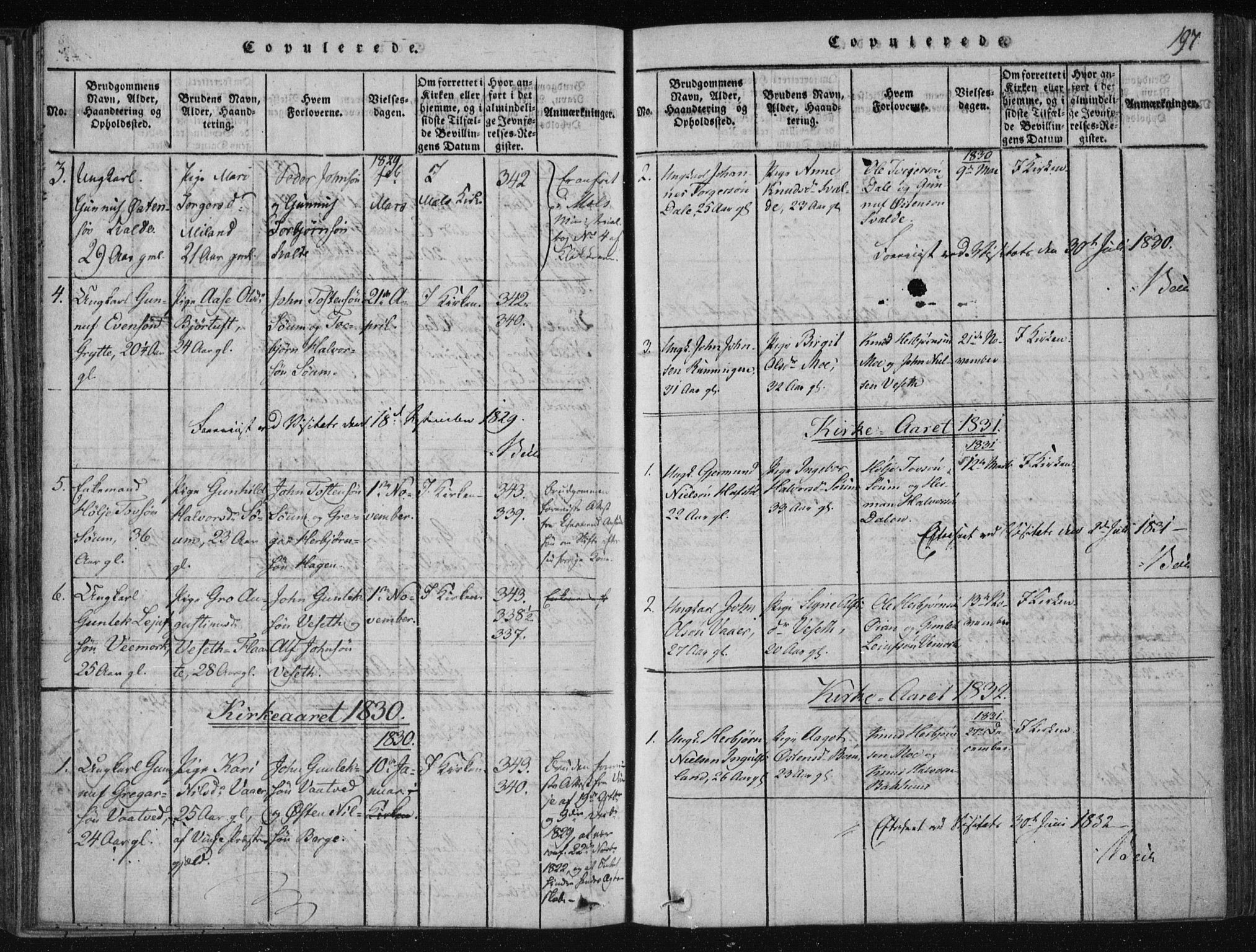Tinn kirkebøker, SAKO/A-308/F/Fc/L0001: Parish register (official) no. III 1, 1815-1843, p. 197