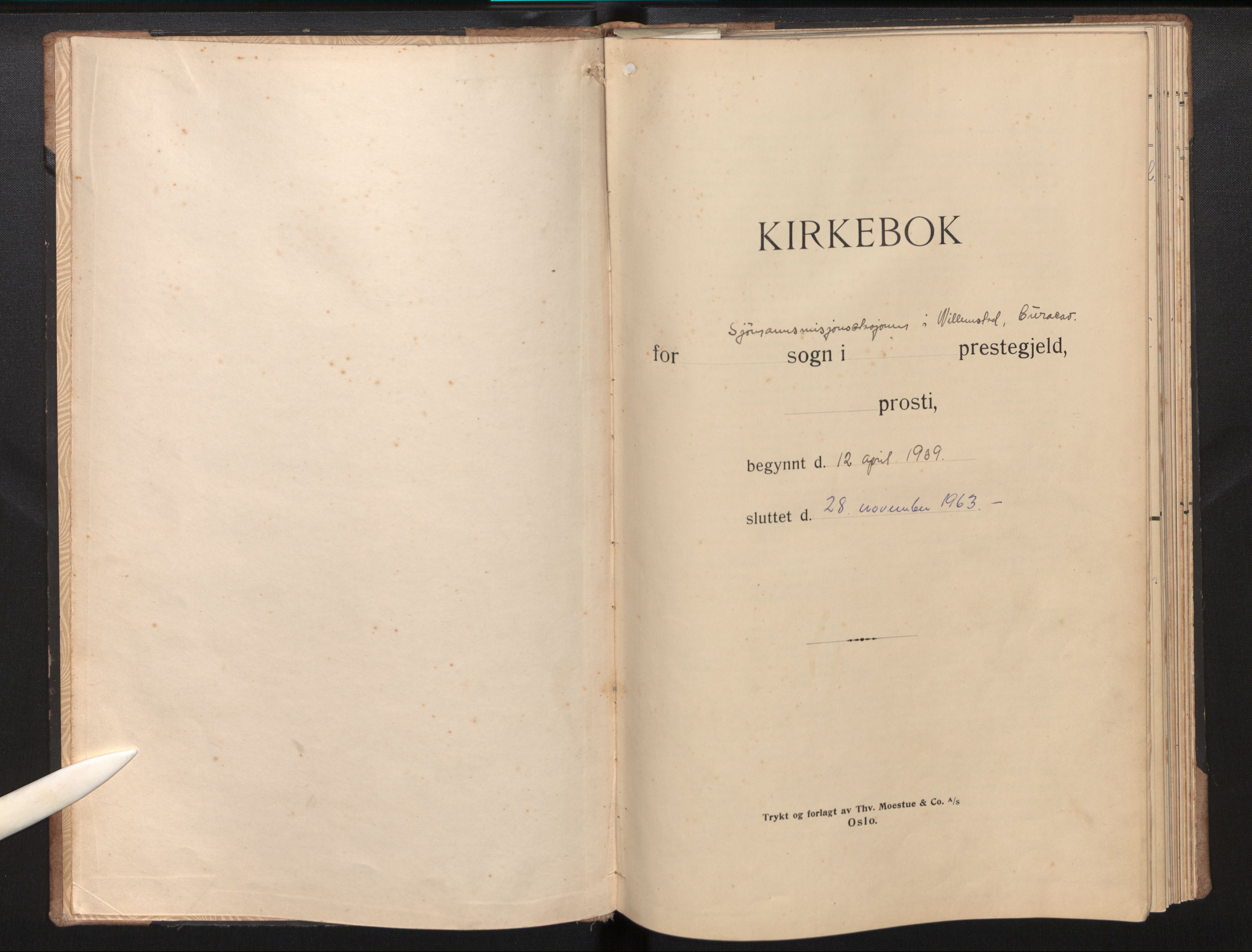 Den norske sjømannsmisjon i utlandet/Curacao, AV/SAB-SAB/PA-0121/H/Ha/L0001: Parish register (official) no. A 1, 1936-1963