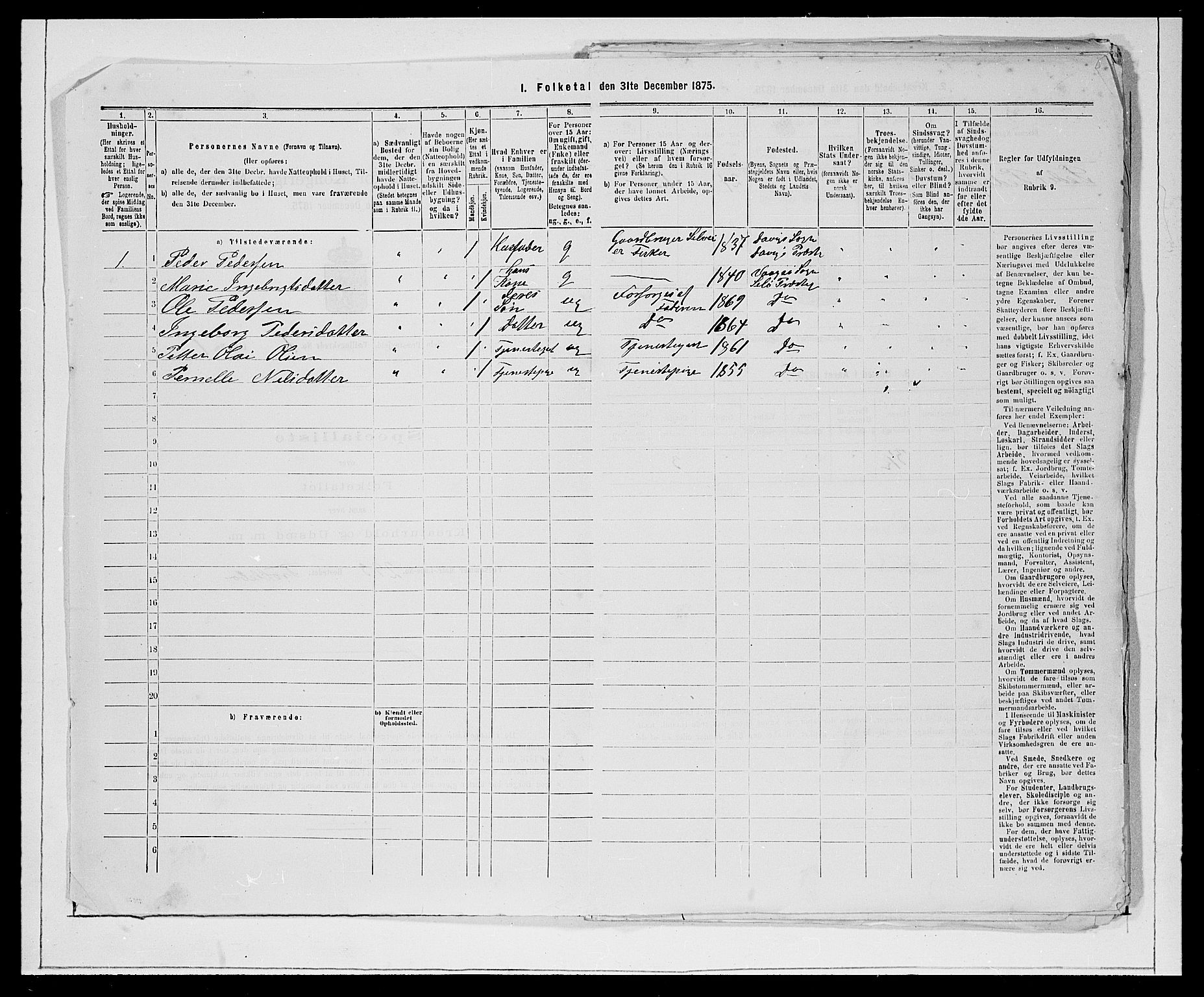 SAB, 1875 Census for 1441P Selje, 1875, p. 33