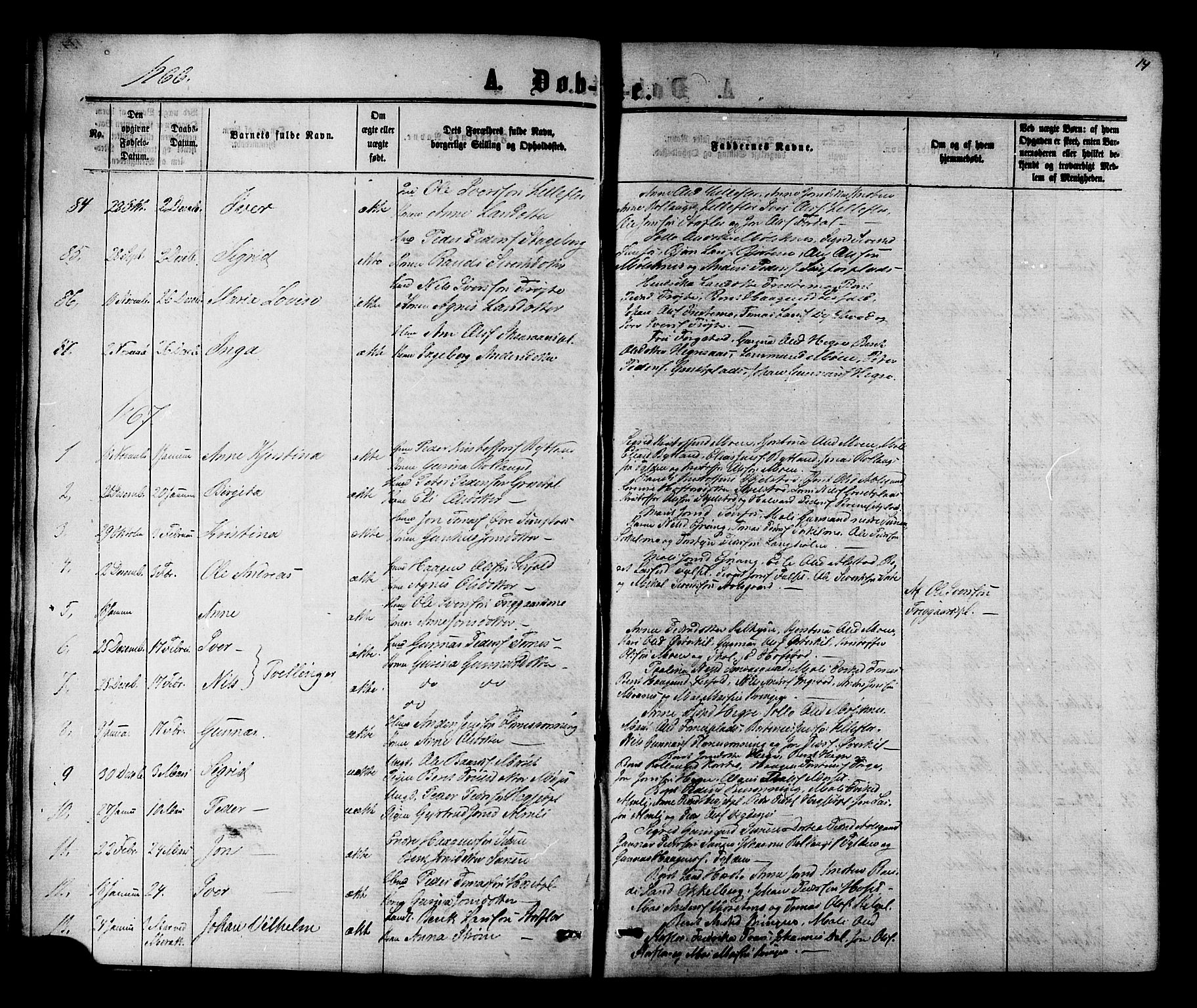 Ministerialprotokoller, klokkerbøker og fødselsregistre - Nord-Trøndelag, SAT/A-1458/703/L0038: Parish register (copy) no. 703C01, 1864-1870, p. 14