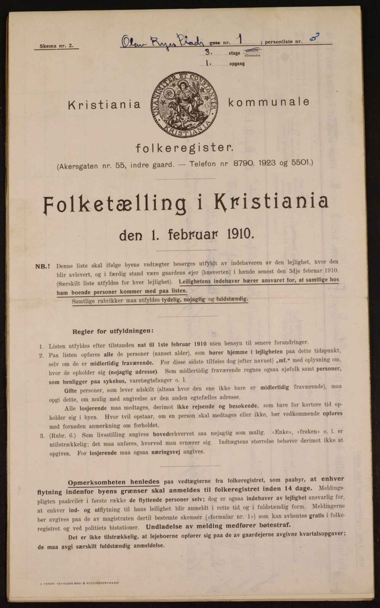 OBA, Municipal Census 1910 for Kristiania, 1910, p. 72300