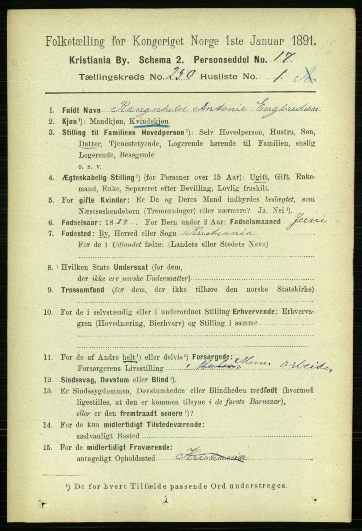 RA, 1891 census for 0301 Kristiania, 1891, p. 152752