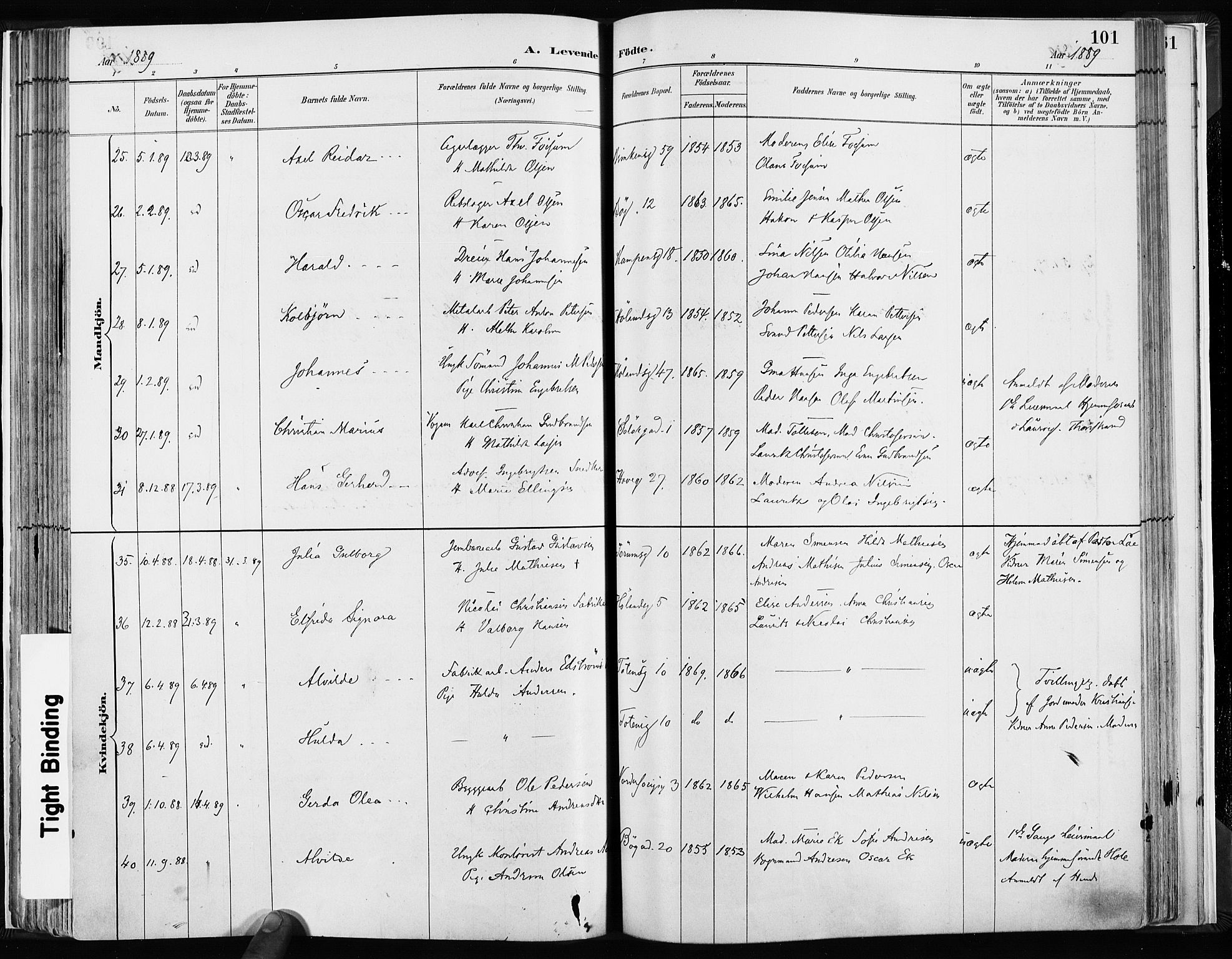 Kampen prestekontor Kirkebøker, AV/SAO-A-10853/F/Fa/L0003: Parish register (official) no. I 3, 1886-1892, p. 101