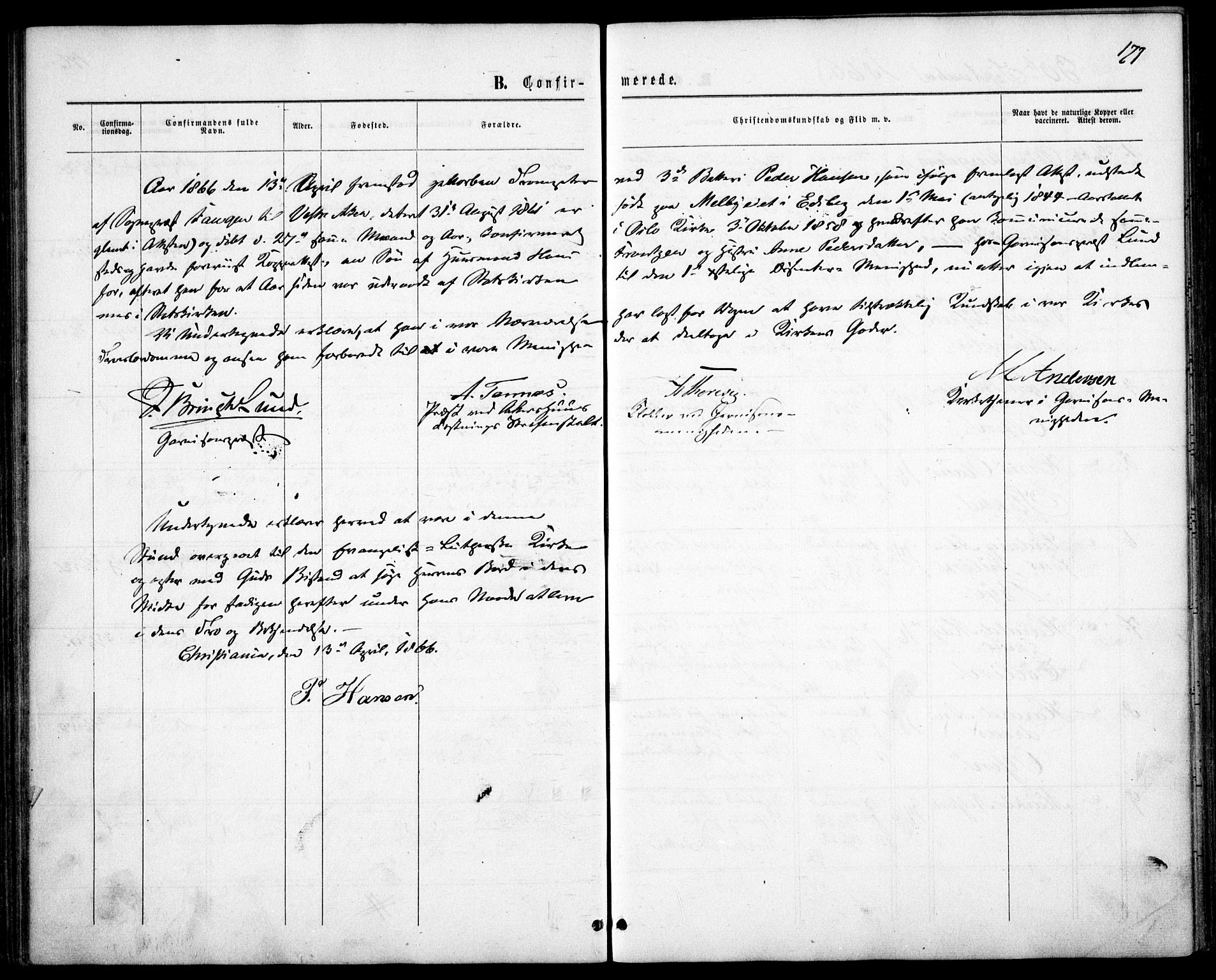 Garnisonsmenigheten Kirkebøker, AV/SAO-A-10846/F/Fa/L0010: Parish register (official) no. 10, 1859-1869, p. 177