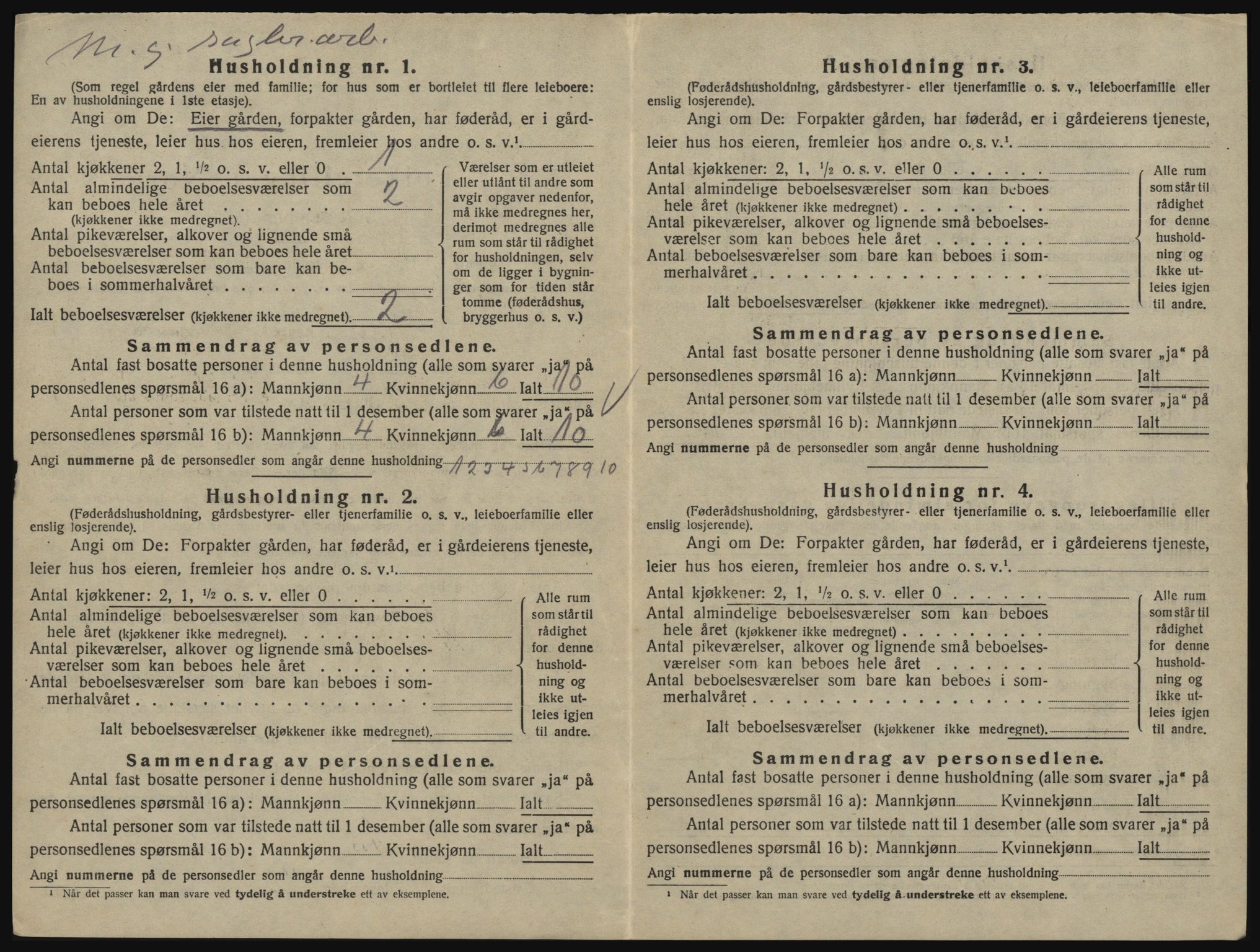 SAO, 1920 census for Glemmen, 1920, p. 248