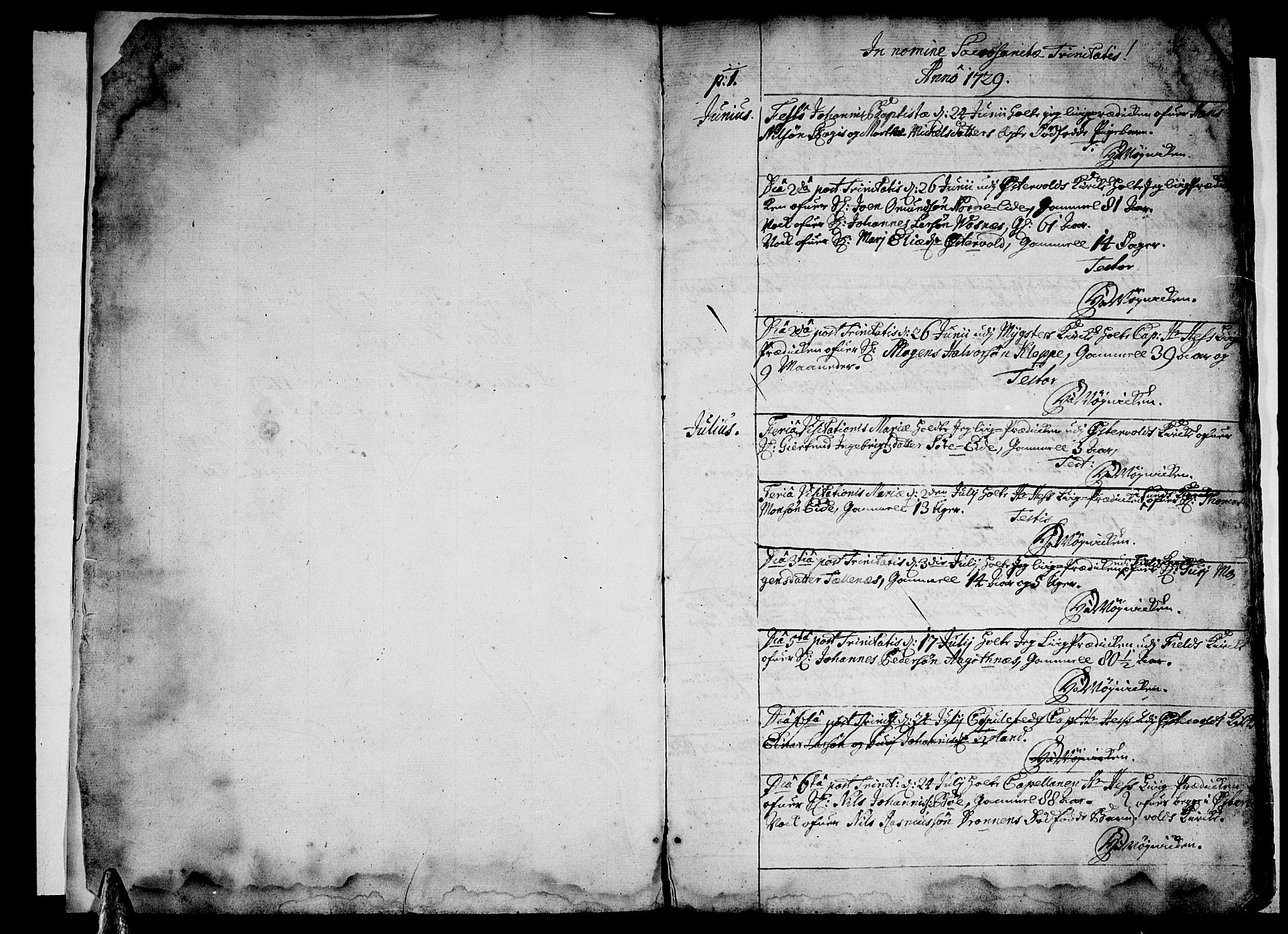 Sund sokneprestembete, AV/SAB-A-99930: Parish register (official) no. A 2, 1729-1769, p. 0-1