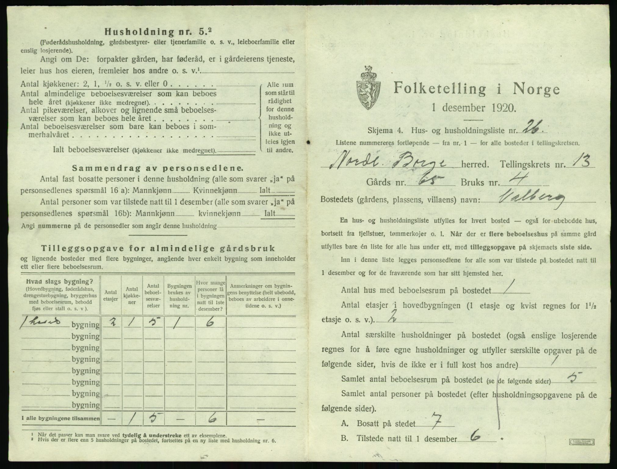 SAT, 1920 census for Borge, 1920, p. 1469