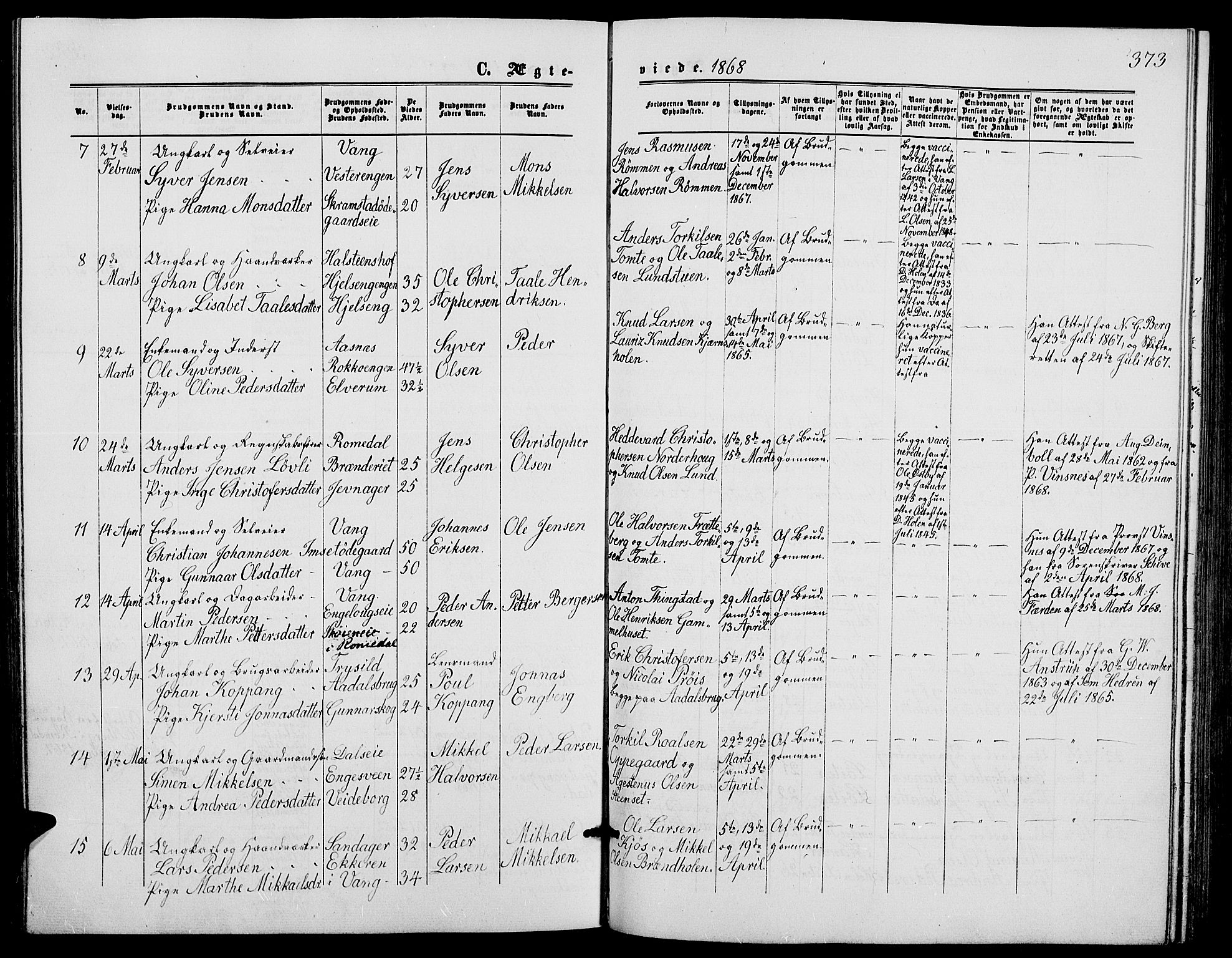 Løten prestekontor, SAH/PREST-022/L/La/L0004: Parish register (copy) no. 4, 1863-1877, p. 373