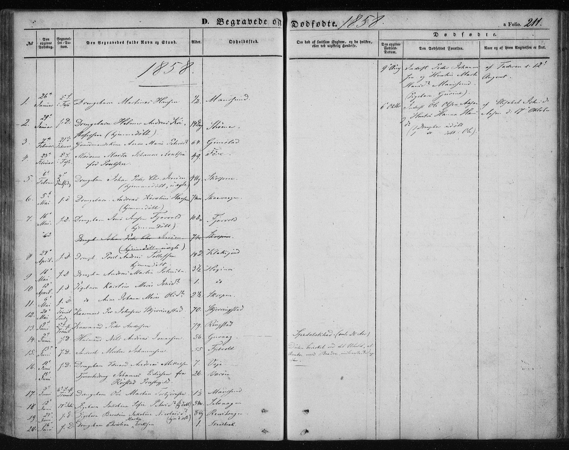 Ministerialprotokoller, klokkerbøker og fødselsregistre - Nordland, AV/SAT-A-1459/891/L1300: Parish register (official) no. 891A05, 1856-1870, p. 211