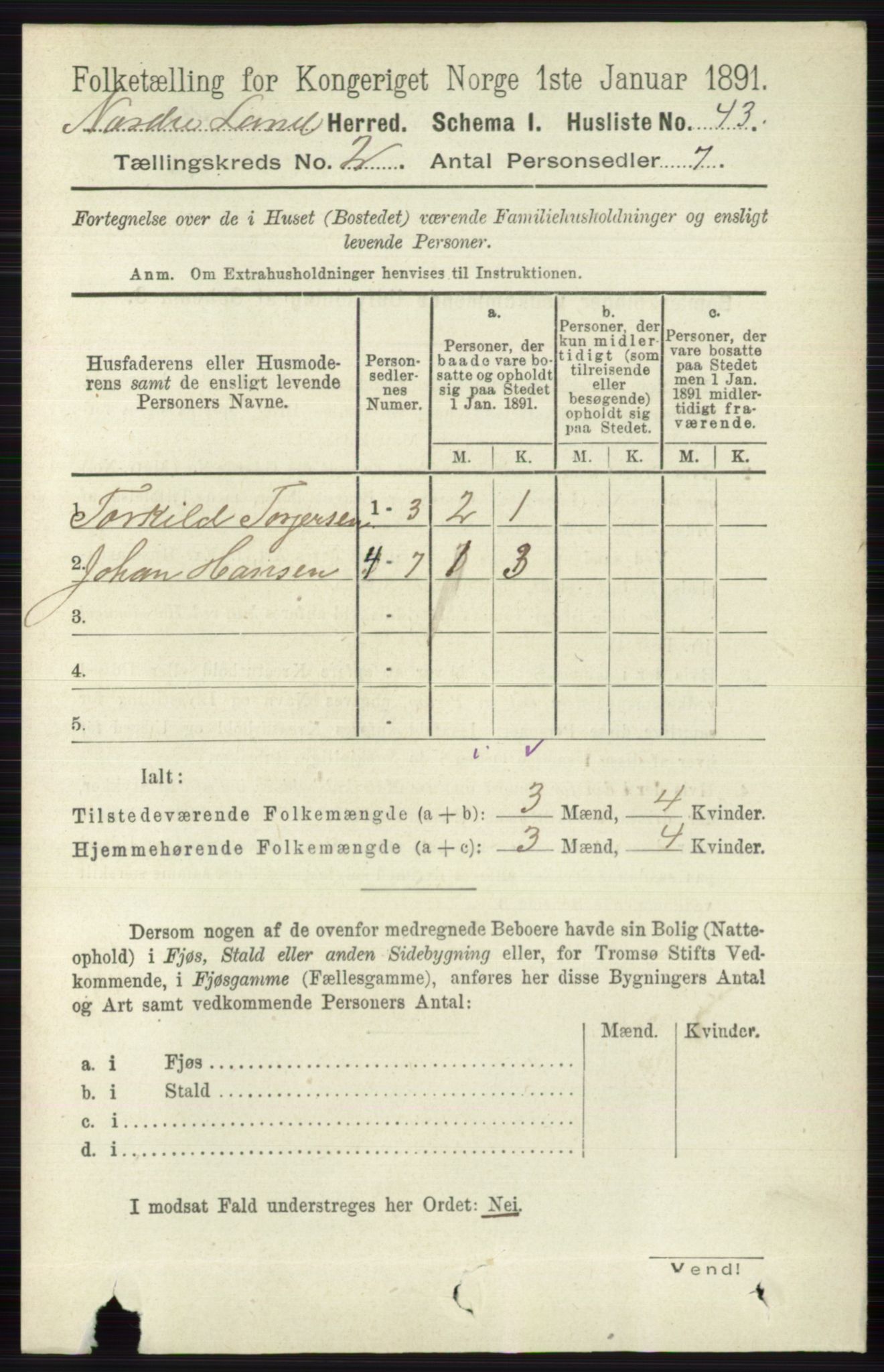 RA, 1891 census for 0538 Nordre Land, 1891, p. 573