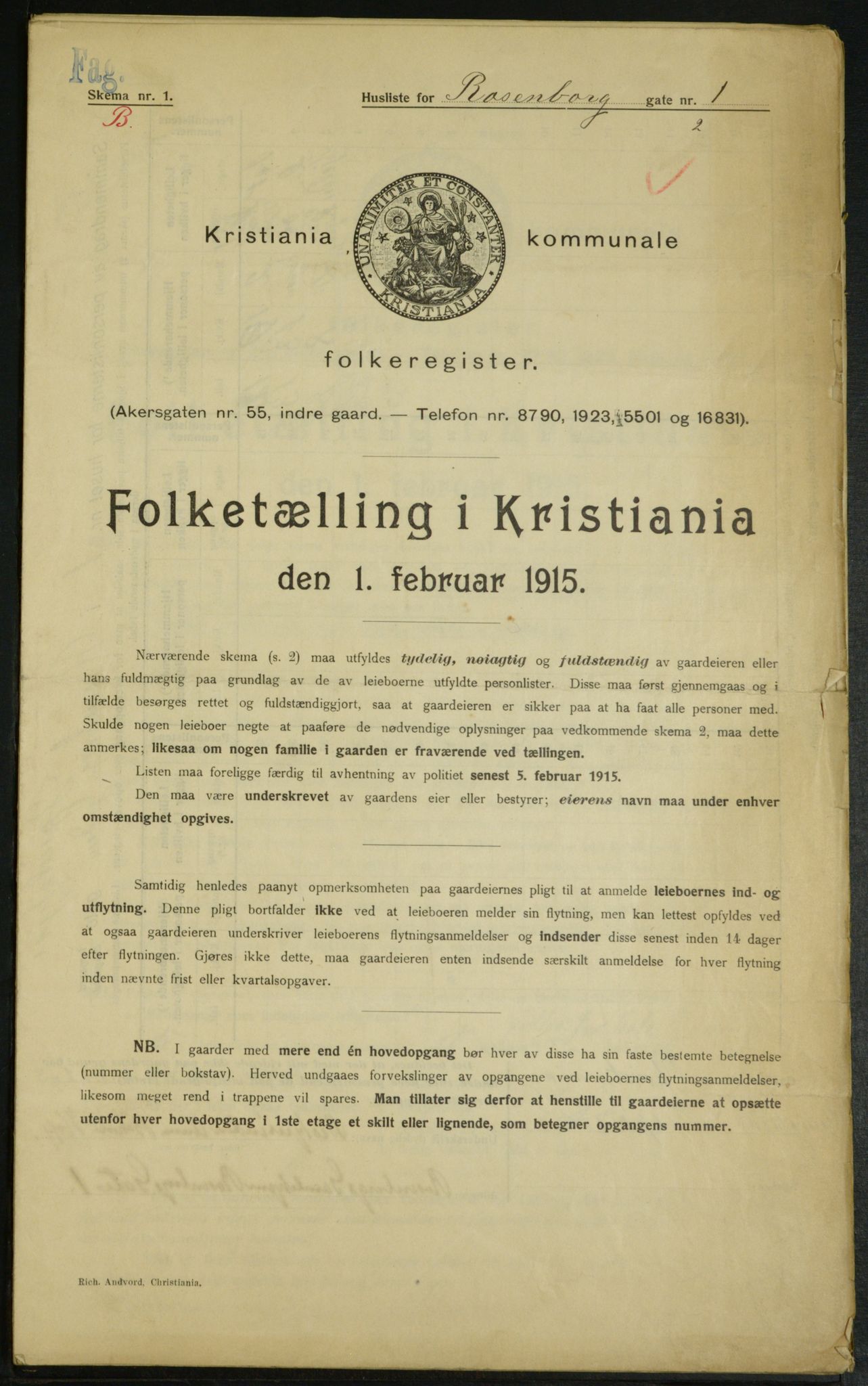 OBA, Municipal Census 1915 for Kristiania, 1915, p. 83106