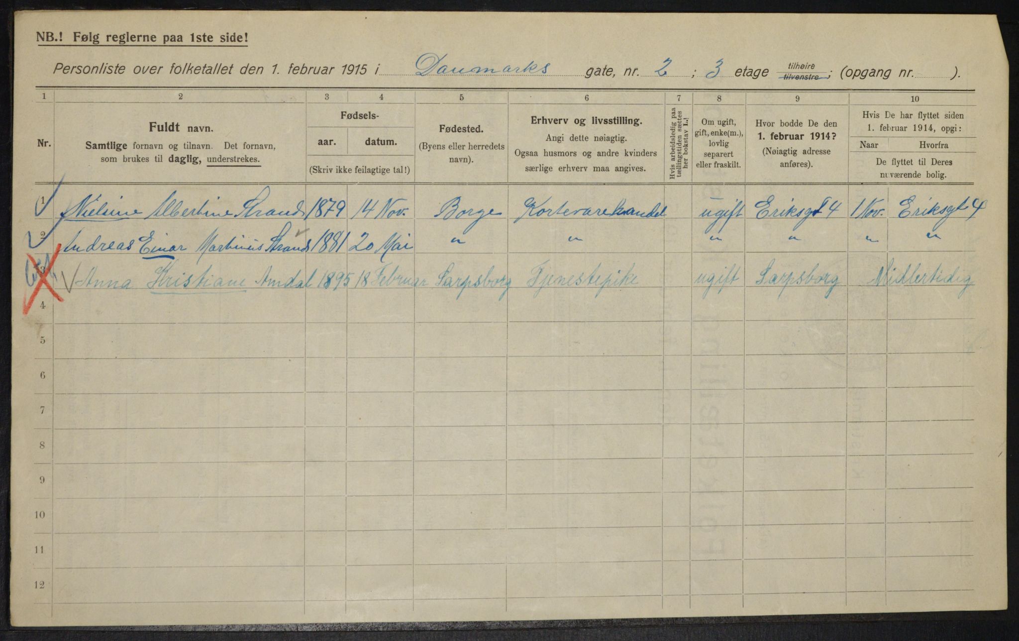 OBA, Municipal Census 1915 for Kristiania, 1915, p. 14566