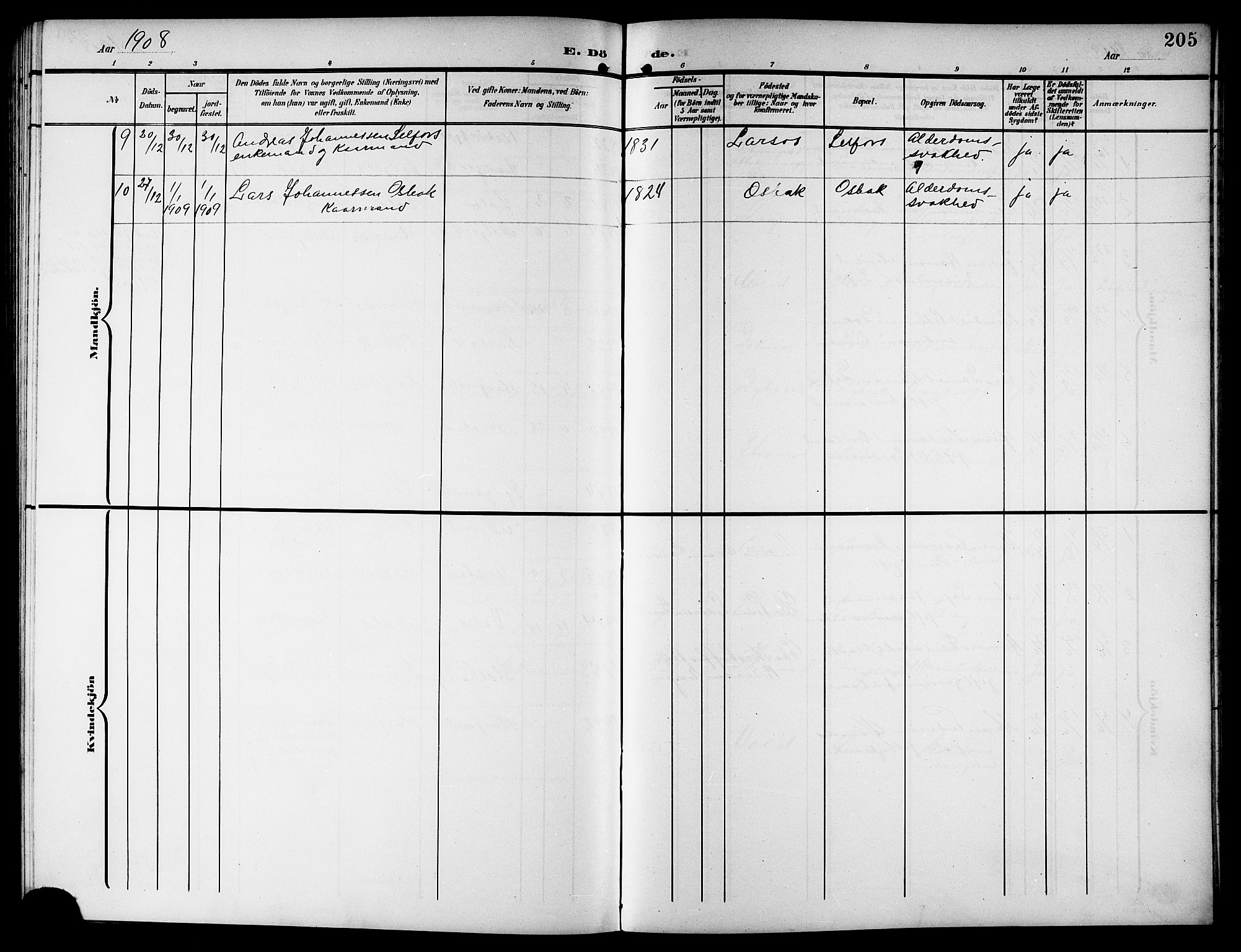 Ministerialprotokoller, klokkerbøker og fødselsregistre - Nordland, AV/SAT-A-1459/846/L0655: Parish register (copy) no. 846C05, 1902-1916, p. 205