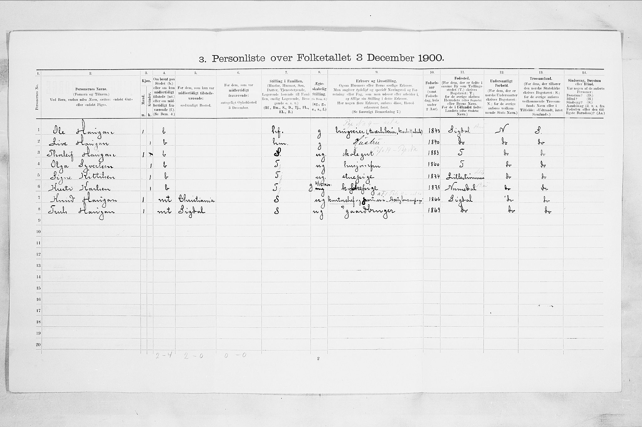 RA, 1900 census for Drammen, 1900, p. 2547