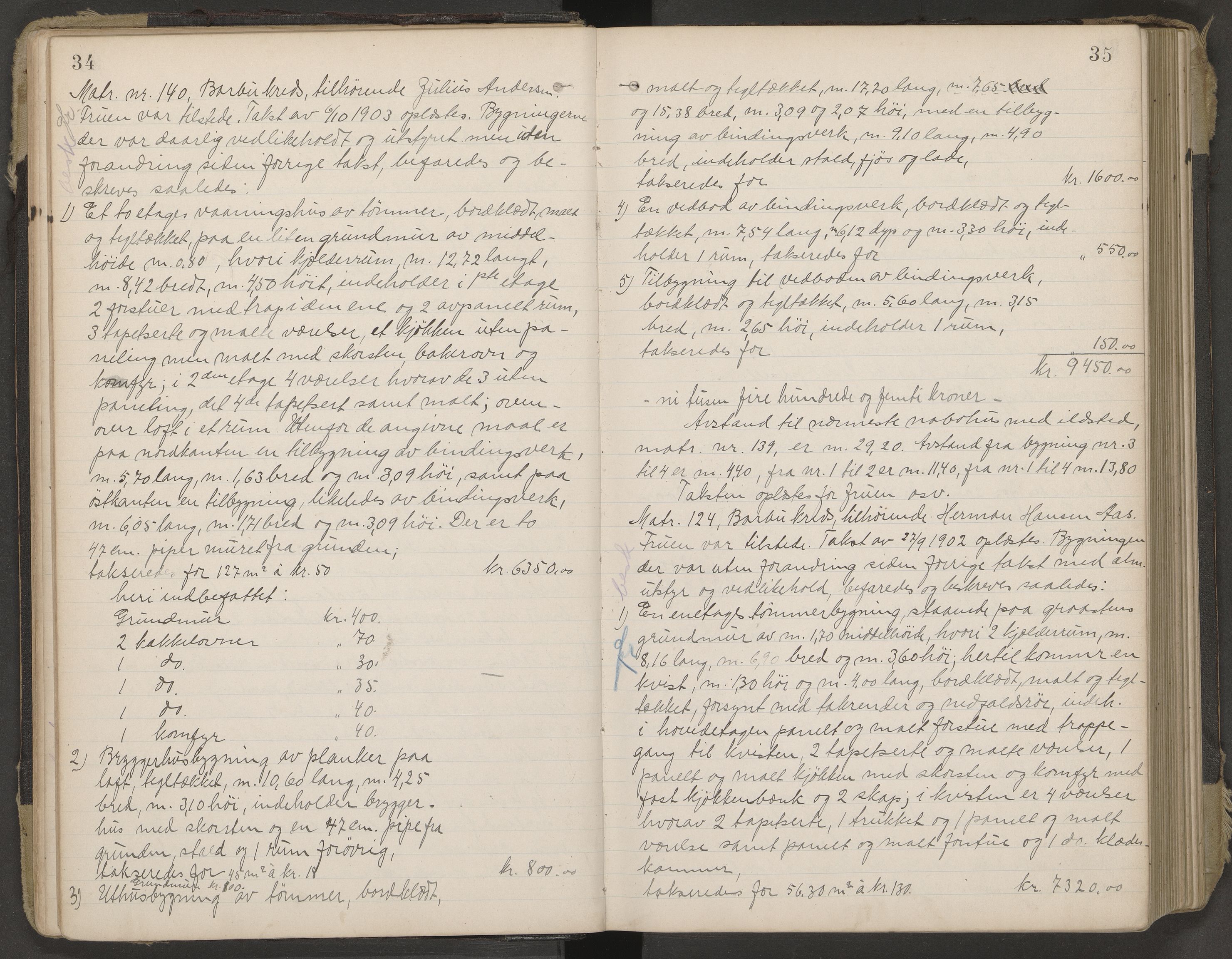 Norges Brannkasse Arendal, AV/SAK-2241-0002/F/Fa/L0029: Branntakstprotokoll nr. 27 med matrikkelnummerregister, 1916-1918