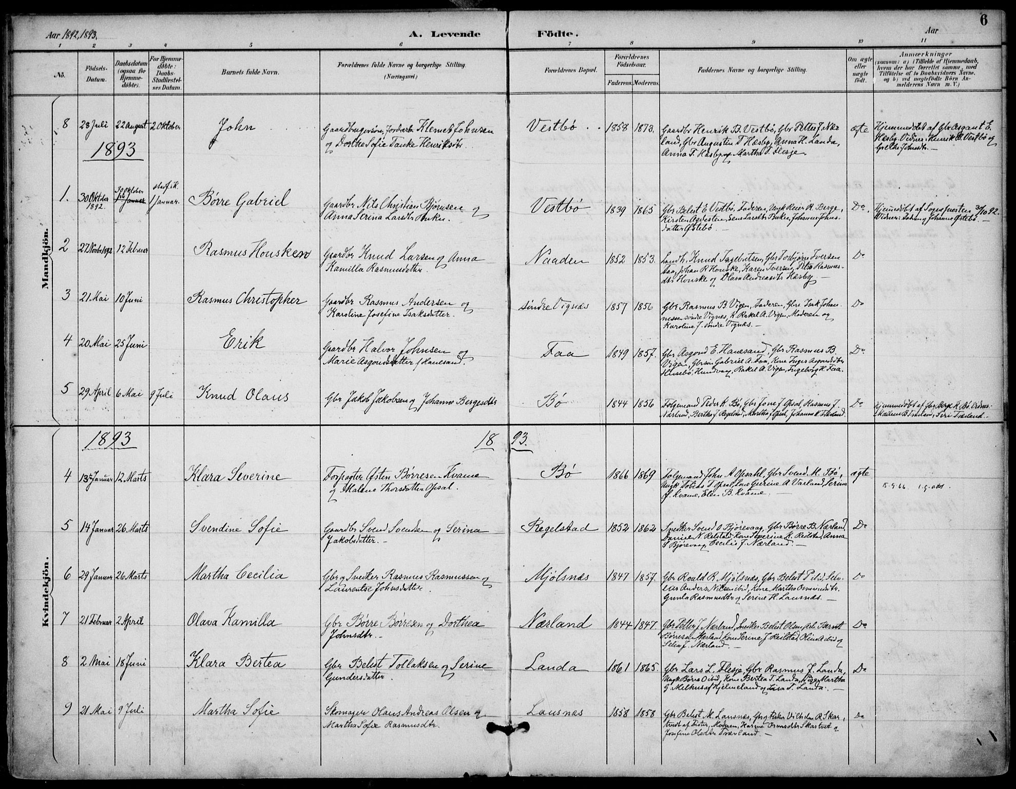 Finnøy sokneprestkontor, AV/SAST-A-101825/H/Ha/Haa/L0011: Parish register (official) no. A 11, 1891-1910, p. 6