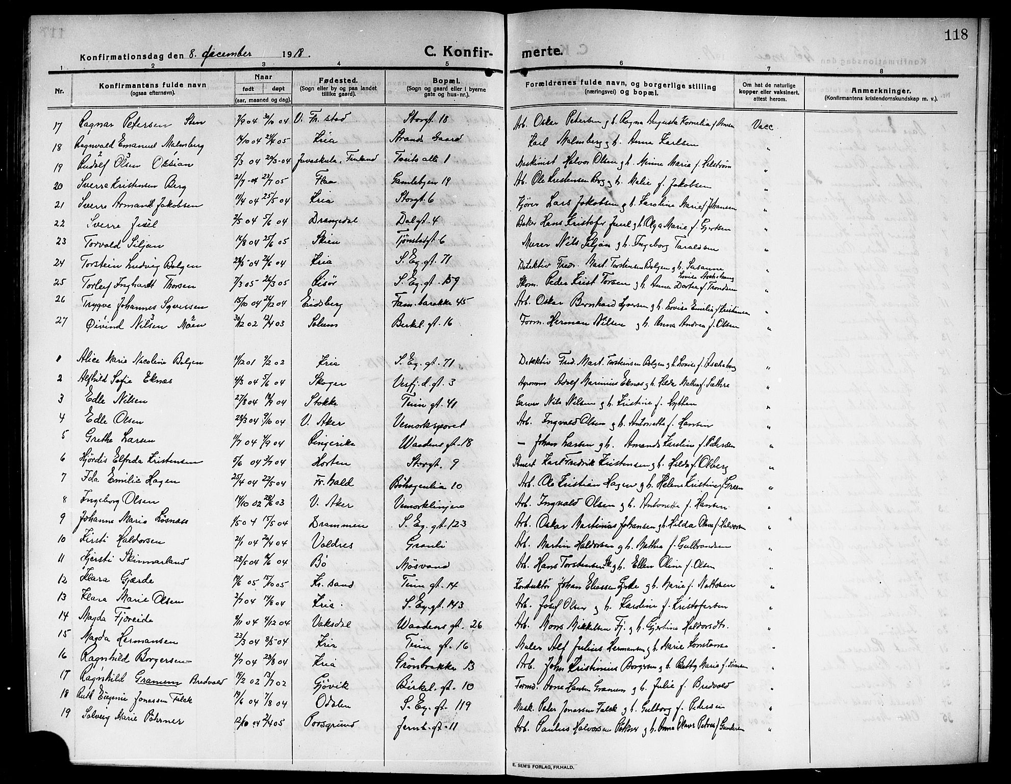 Rjukan kirkebøker, SAKO/A-294/G/Ga/L0002: Parish register (copy) no. 2, 1913-1920, p. 118