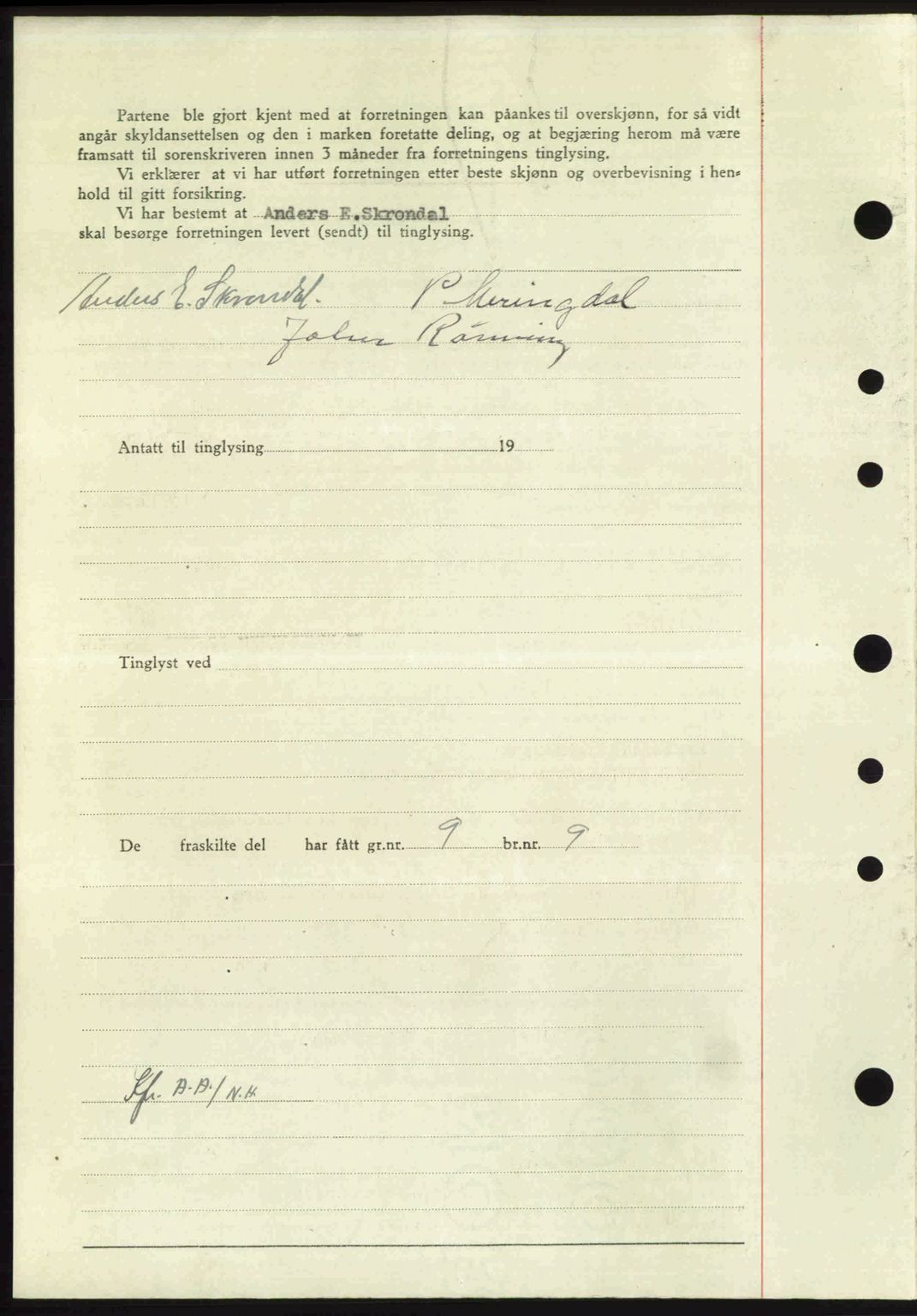 Nordmøre sorenskriveri, AV/SAT-A-4132/1/2/2Ca: Mortgage book no. A103, 1946-1947, Diary no: : 1/1947