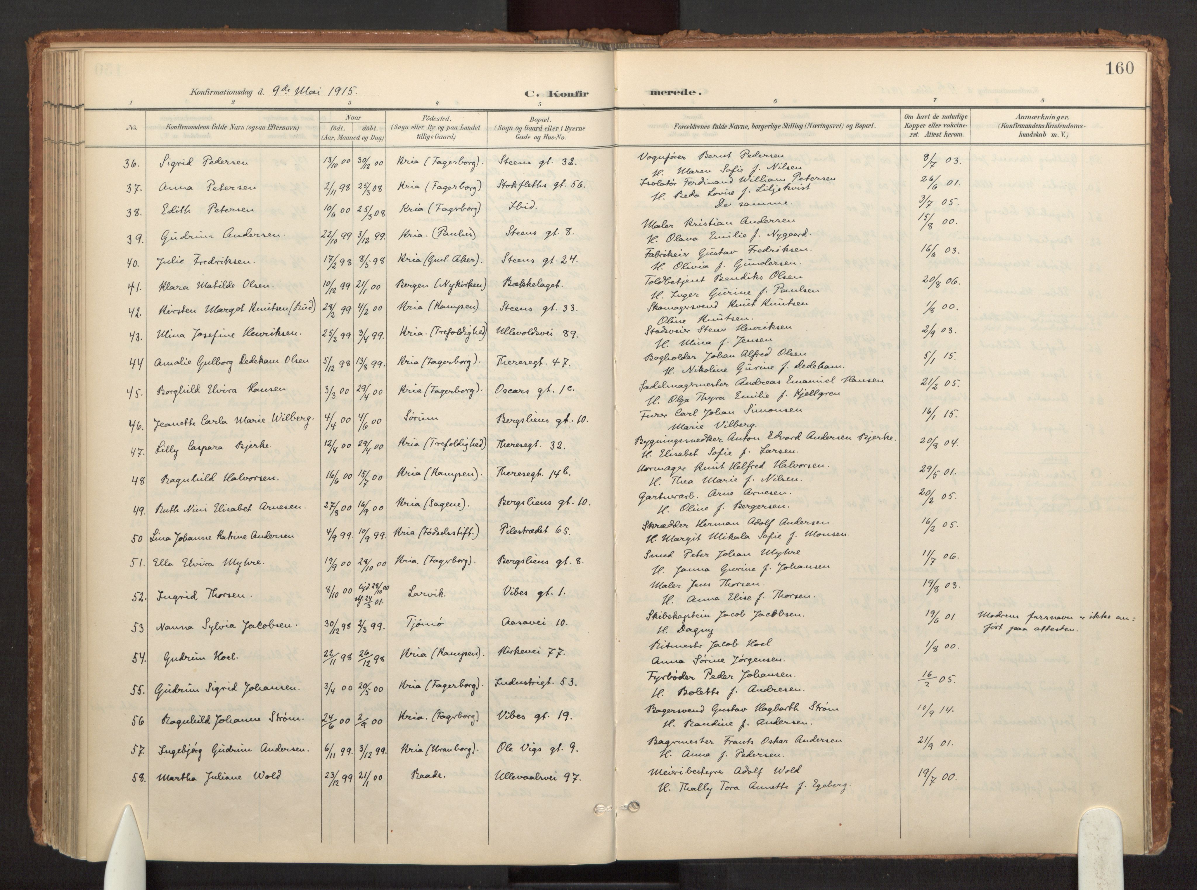 Fagerborg prestekontor Kirkebøker, SAO/A-10844/F/Fa/L0002: Parish register (official) no. 2, 1898-1918, p. 160