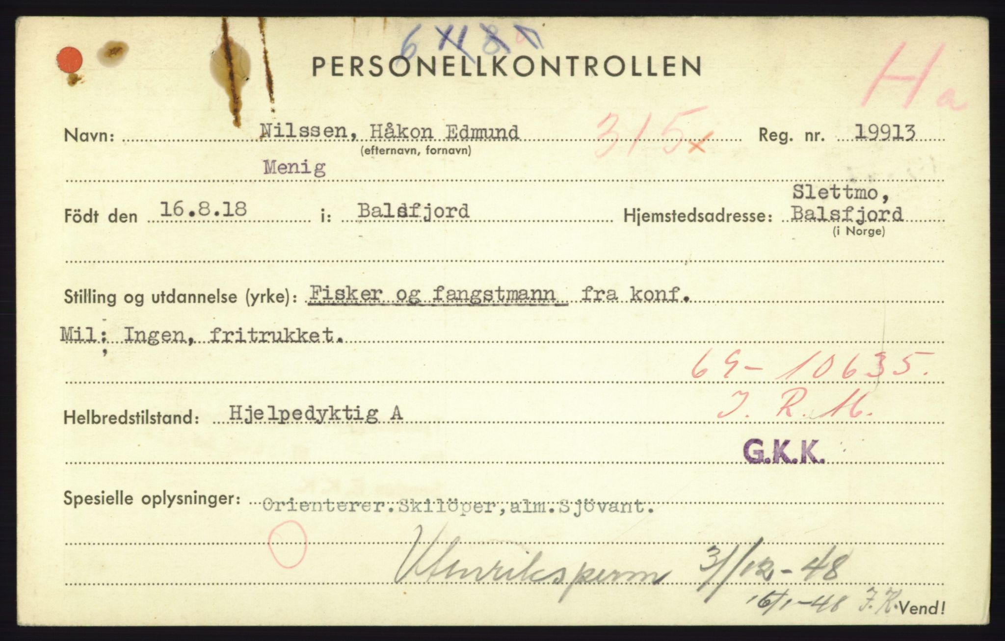 Forsvaret, Troms infanteriregiment nr. 16, AV/RA-RAFA-3146/P/Pa/L0023: Rulleblad for regimentets menige mannskaper, årsklasse 1939, 1939, p. 909