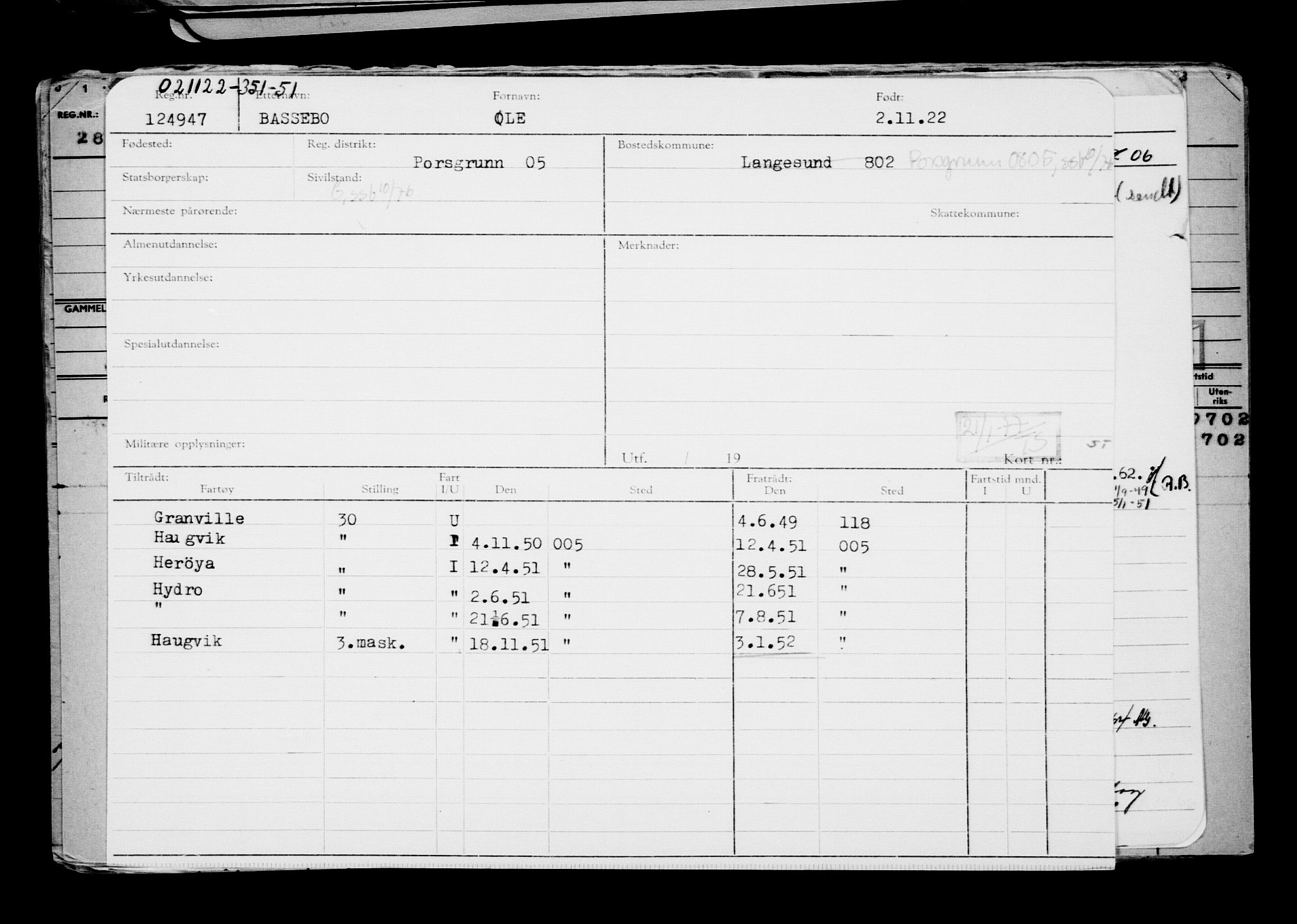 Direktoratet for sjømenn, AV/RA-S-3545/G/Gb/L0212: Hovedkort, 1922, p. 19