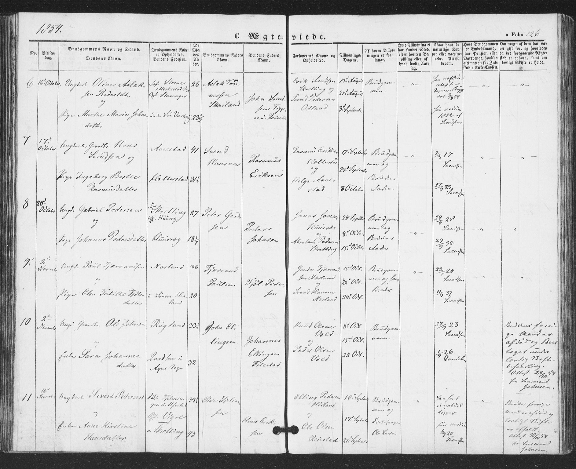 Hå sokneprestkontor, AV/SAST-A-101801/001/30BA/L0007: Parish register (official) no. A 6, 1842-1855, p. 126