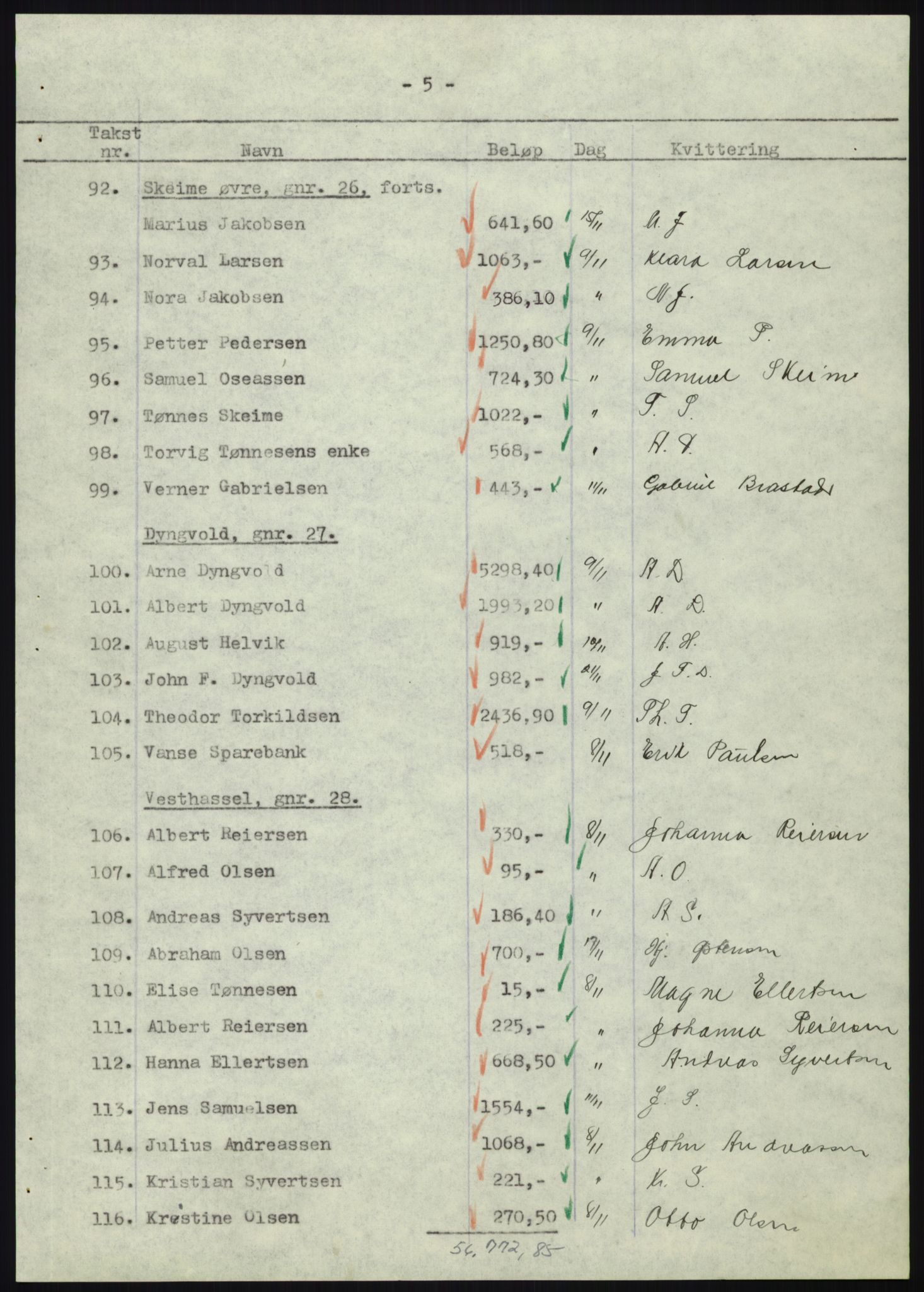 Forsvarsdepartementet, 10. kontor / Oppgjørskontoret, AV/RA-RAFA-1225/D/Db/L0180: Lista oppgjørskontor, 1942-1952, p. 1154