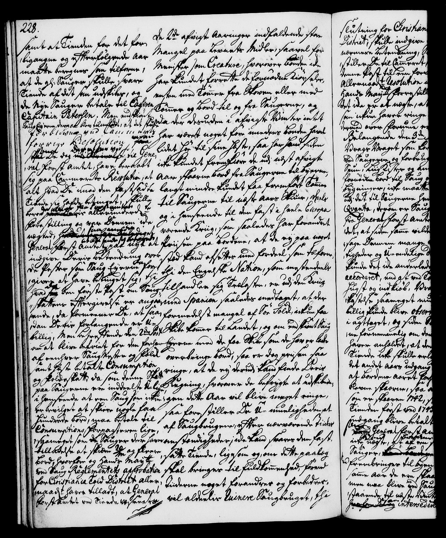 Rentekammeret, Kammerkanselliet, AV/RA-EA-3111/G/Gh/Gha/L0024: Norsk ekstraktmemorialprotokoll (merket RK 53.69), 1742-1743, p. 228