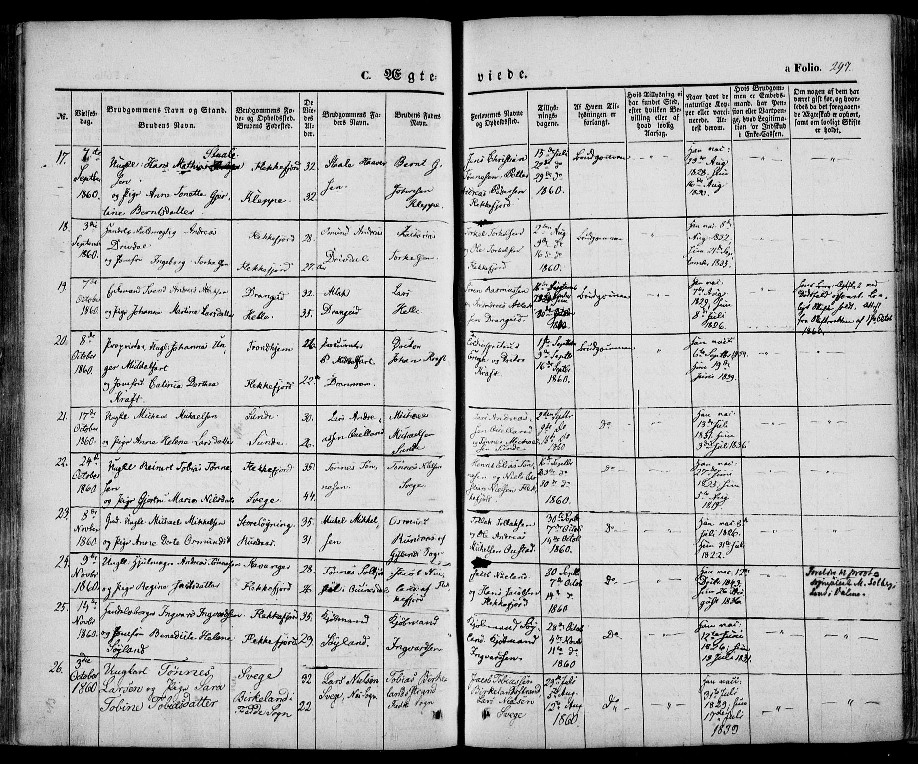 Flekkefjord sokneprestkontor, AV/SAK-1111-0012/F/Fa/Fac/L0005: Parish register (official) no. A 5, 1849-1875, p. 297