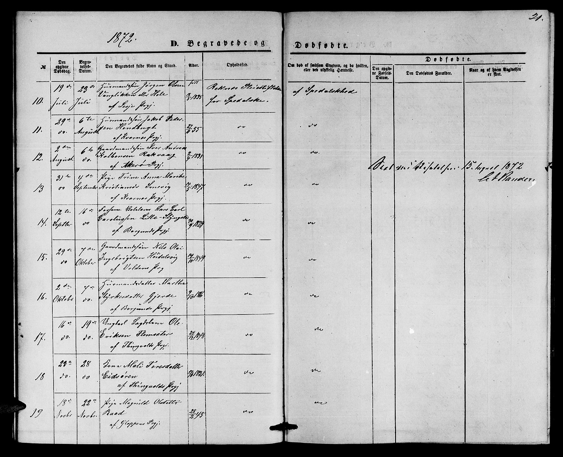 Ministerialprotokoller, klokkerbøker og fødselsregistre - Møre og Romsdal, SAT/A-1454/559/L0715: Parish register (copy) no. 559C01, 1869-1886, p. 21