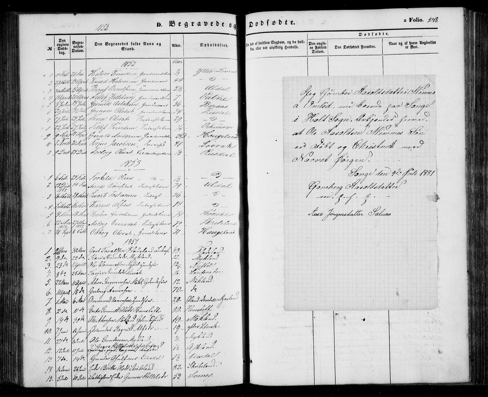 Åmli sokneprestkontor, SAK/1111-0050/F/Fa/Fac/L0008: Parish register (official) no. A 8, 1852-1869, p. 248