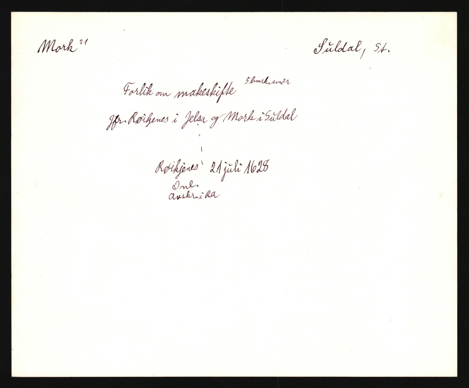 Riksarkivets diplomsamling, AV/RA-EA-5965/F35/F35e/L0027: Registreringssedler Rogaland, 1400-1700, p. 459