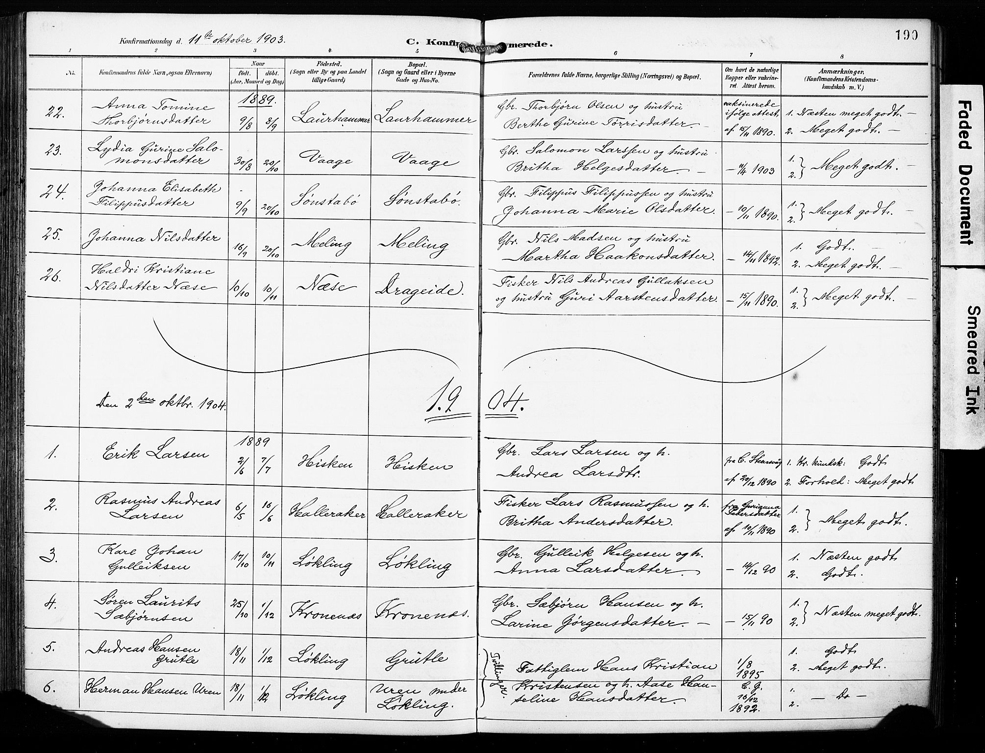 Finnås sokneprestembete, AV/SAB-A-99925/H/Ha/Haa/Haac/L0002: Parish register (official) no. C 2, 1895-1904, p. 190