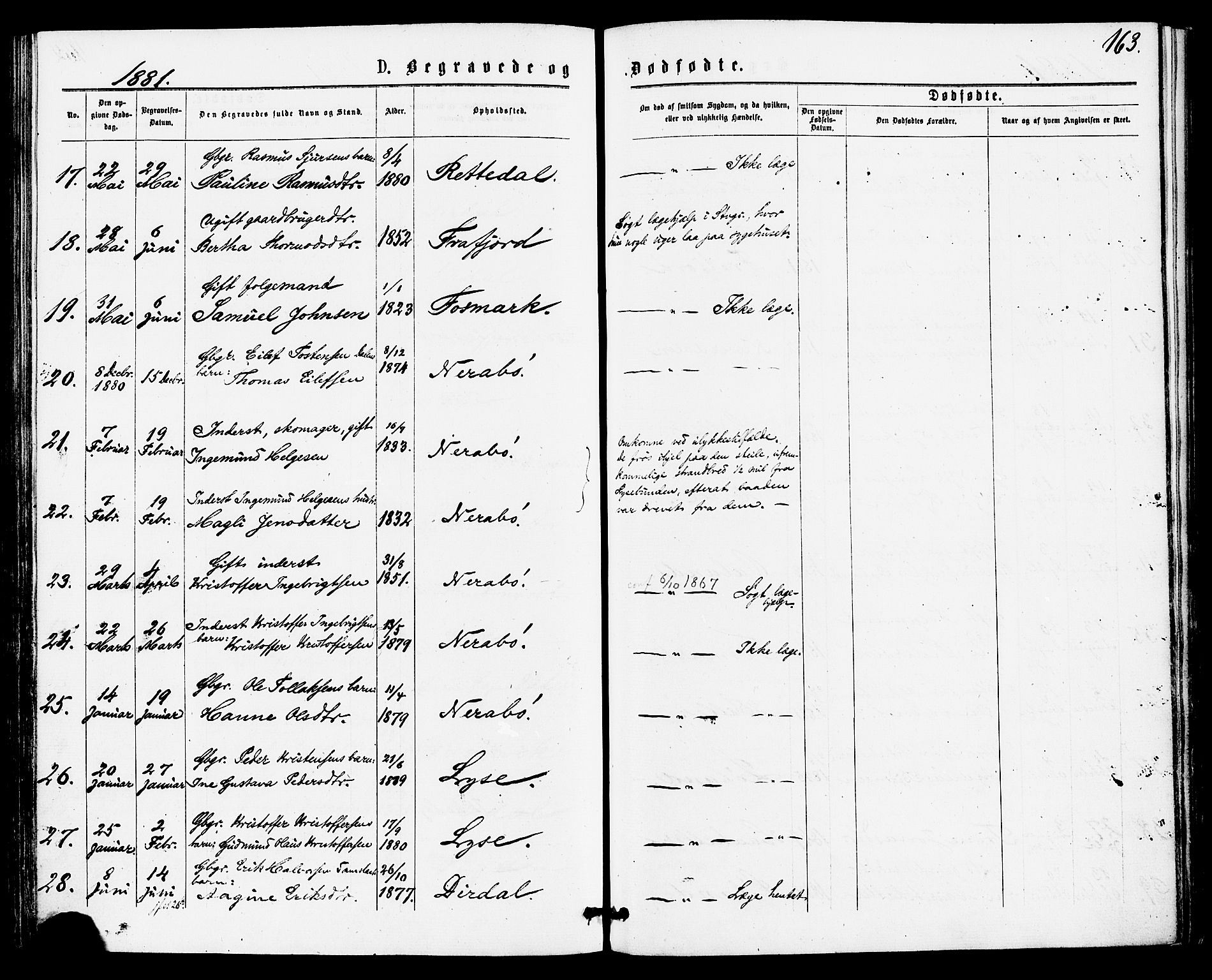 Høgsfjord sokneprestkontor, AV/SAST-A-101624/H/Ha/Haa/L0004: Parish register (official) no. A 4, 1876-1884, p. 163