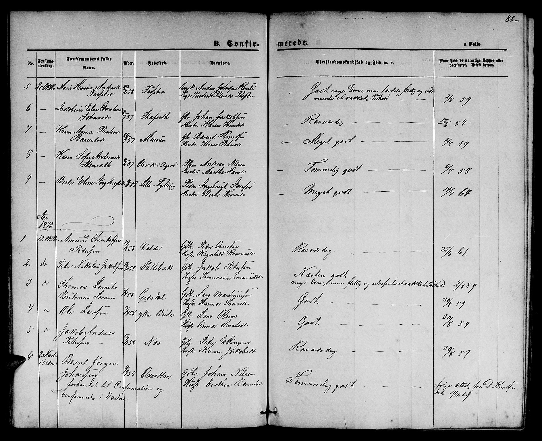 Ministerialprotokoller, klokkerbøker og fødselsregistre - Møre og Romsdal, AV/SAT-A-1454/524/L0364: Parish register (copy) no. 524C05, 1865-1879, p. 88